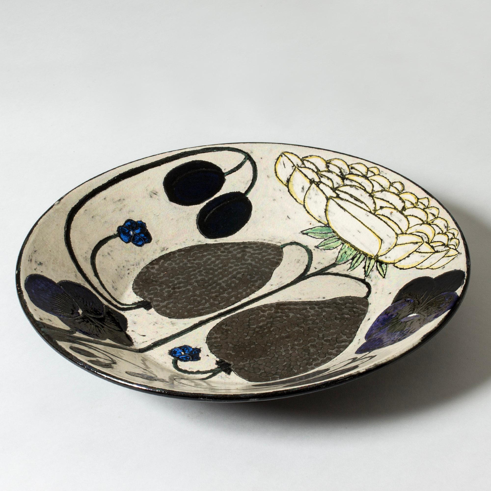 Scandinavian Modern Unique Stoneware Platter by Birger Kaipiainen for Arabia, Finland, 1960s
