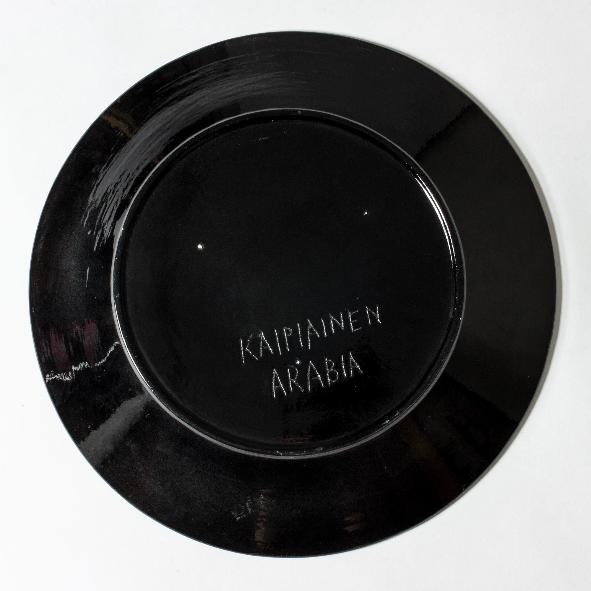 Unique Stoneware Platter by Birger Kaipiainen for Arabia, Finland, 1960s In Good Condition In Stockholm, SE