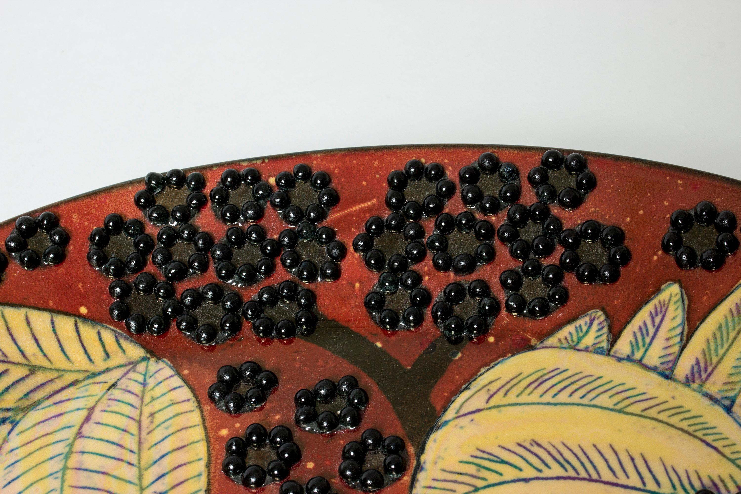 Ceramic Unique Stoneware Platter by Birger Kaipiainen for Arabia, Finland, 1960s