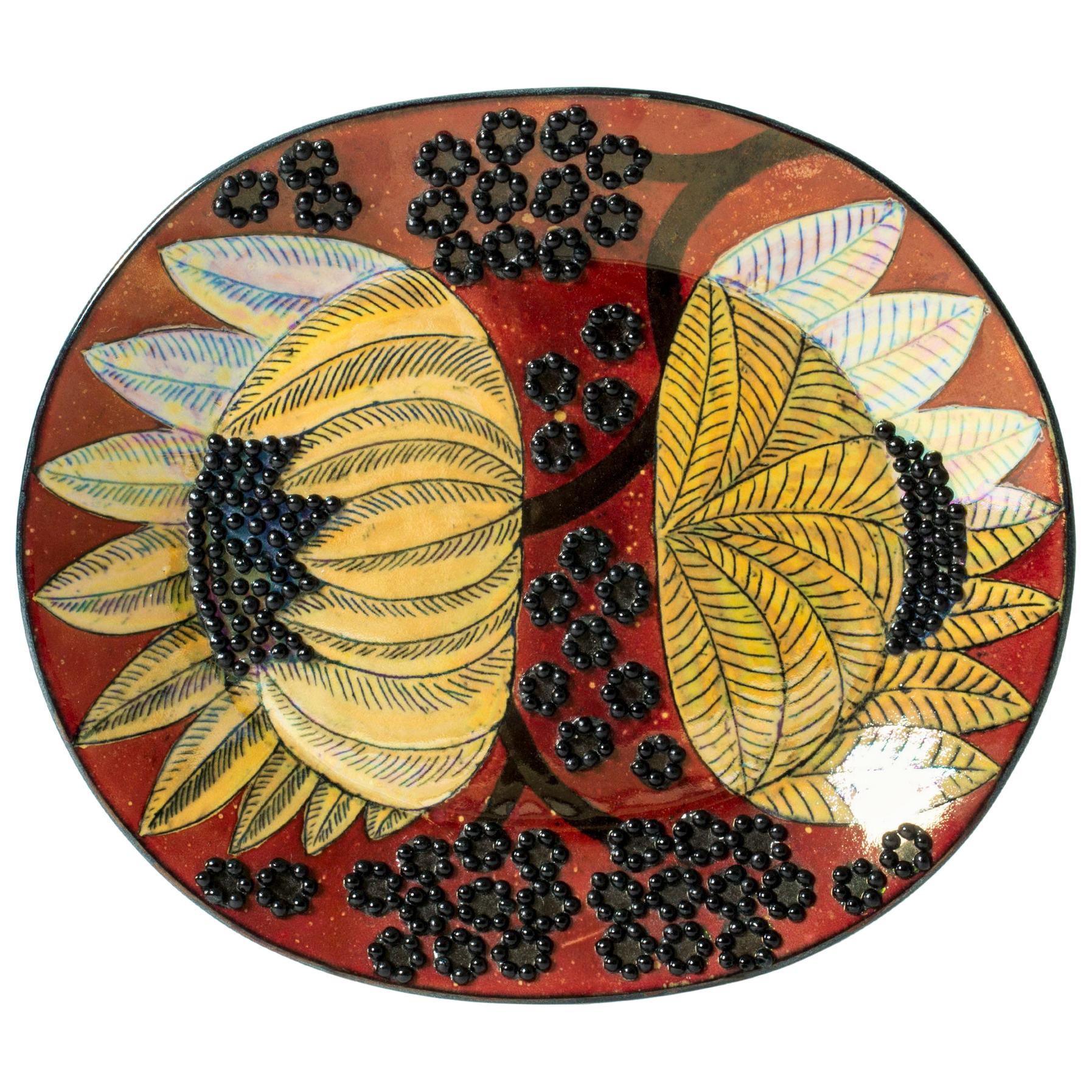 Unique Stoneware Platter by Birger Kaipiainen for Arabia, Finland, 1960s