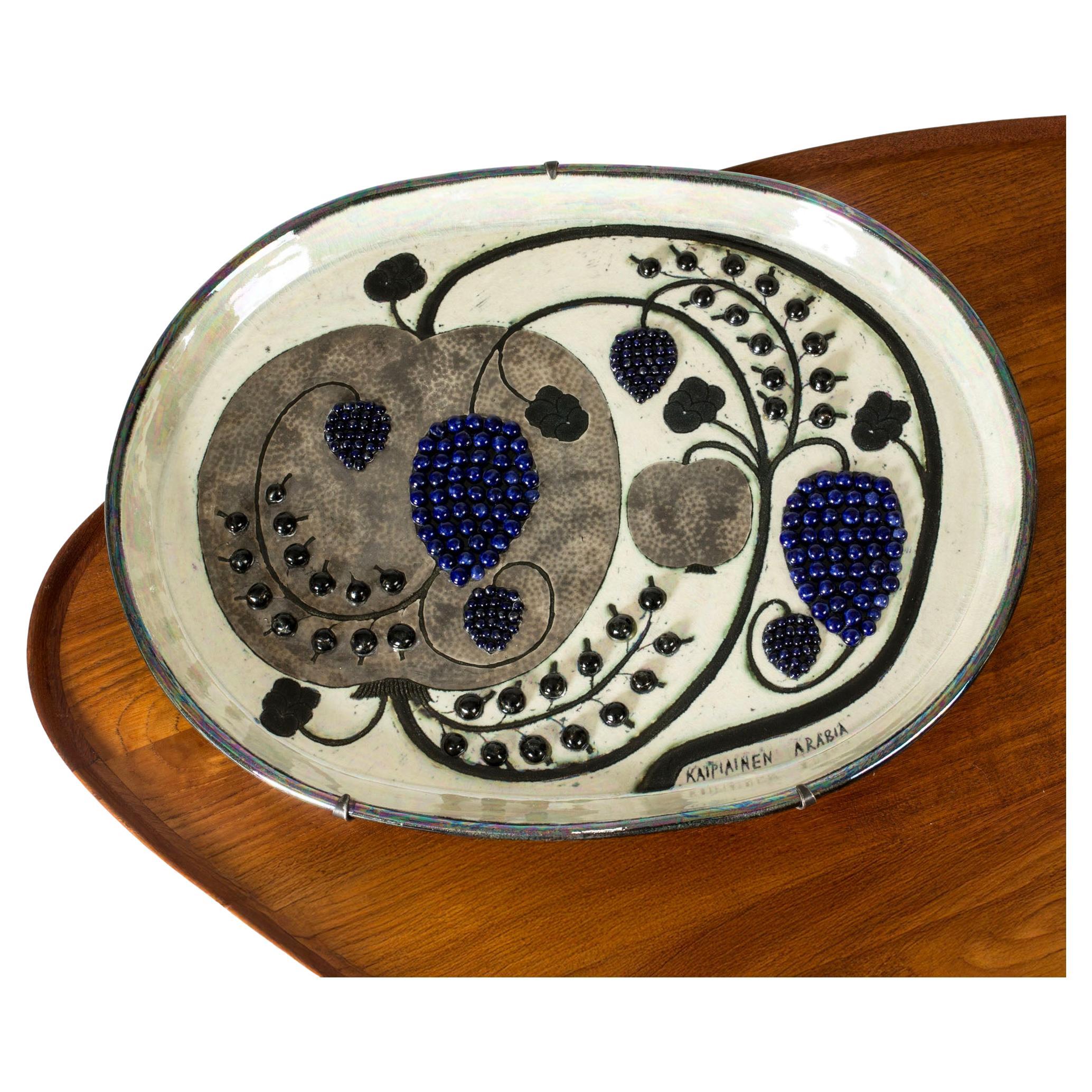 Unique Stoneware Platter by Birger Kaipiainen for Arabia, Finland, 1960s