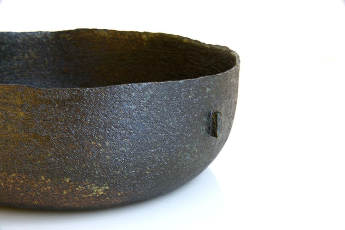 French Unique stoneware salad bowl with irregular edges - high-end ceramics