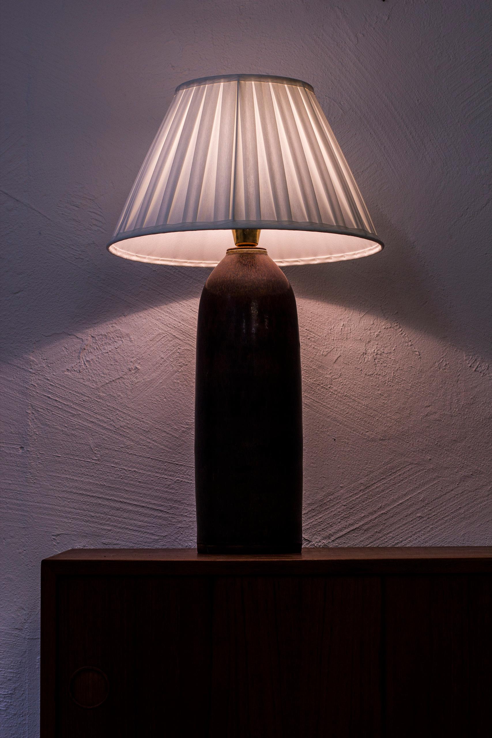 Brass Unique Stoneware Table Lamp by Carl-Harry Stålhane, Rörstrand, 1967