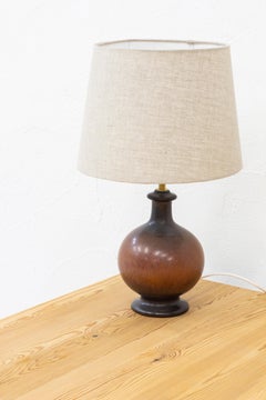 Lampe de bureau unique en grès par Sven Wejsfelt, Gustavberg, 1988