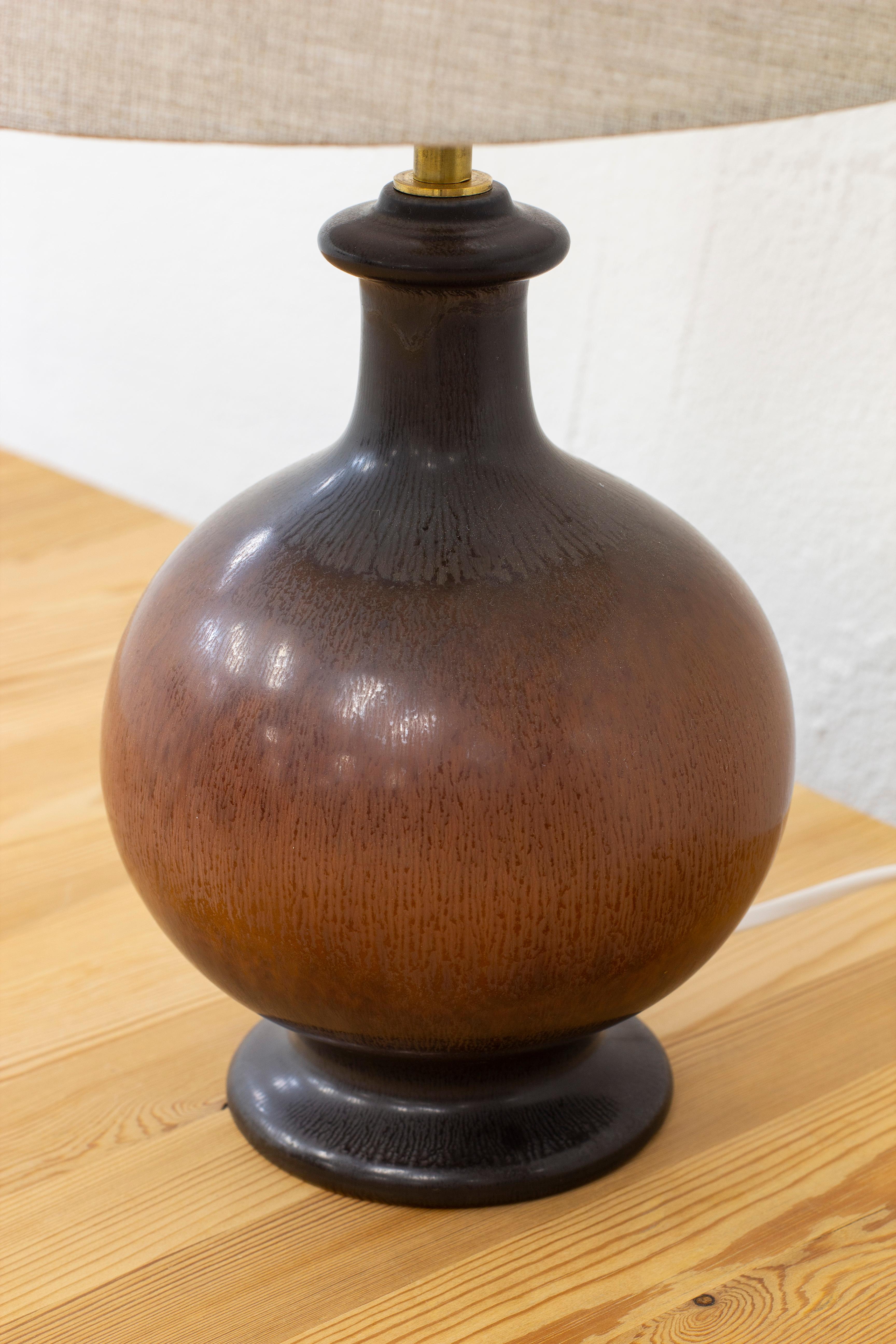 Scandinavian Modern Unique Stoneware Table Lamp by Sven Wejsfelt, Gustavberg, 1988
