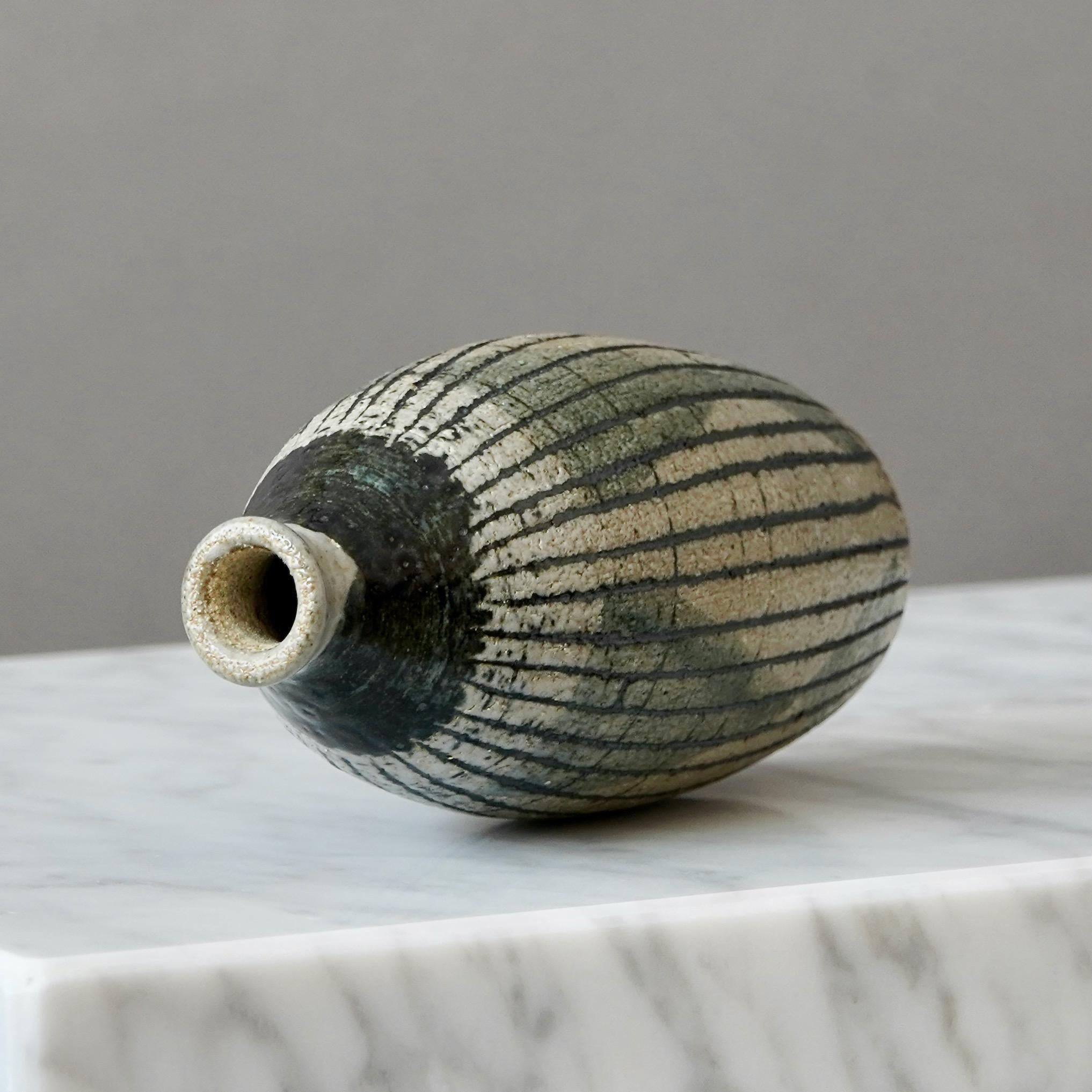 Svedese Vaso unico in gres di Anders Bruno Liljefors, Studio A, Svezia 1953 in vendita
