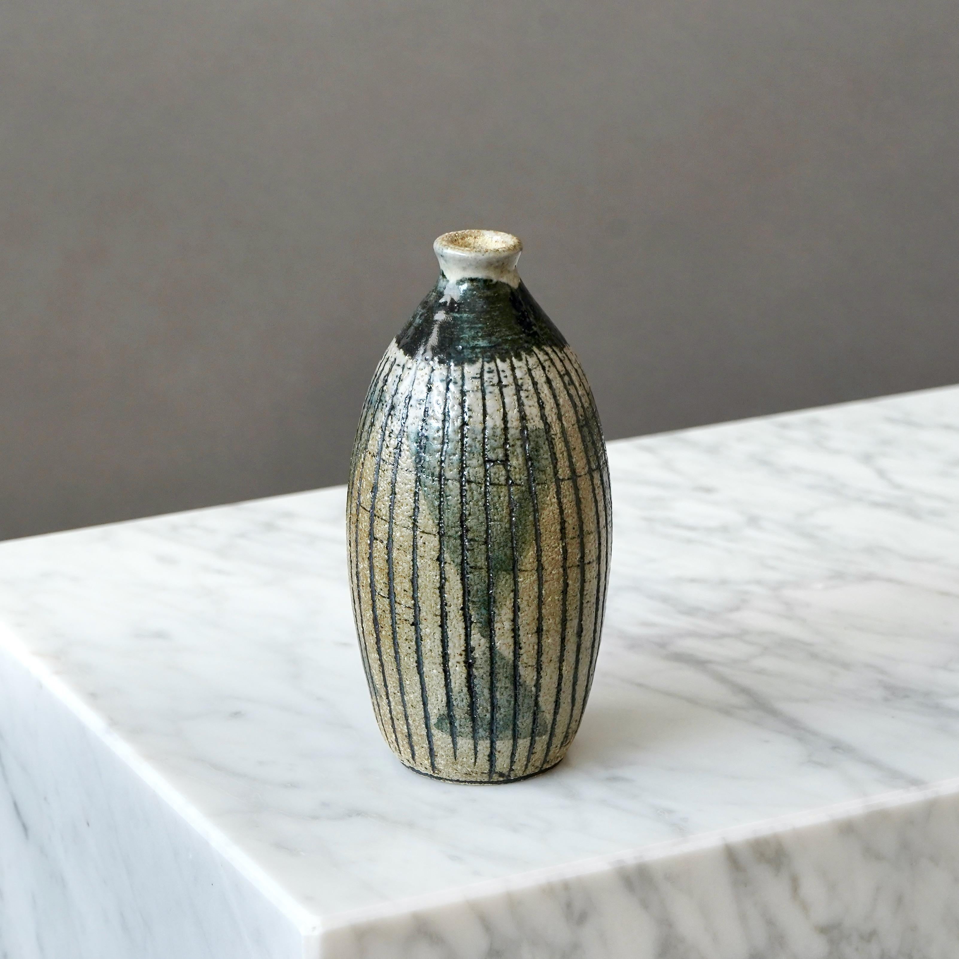 Smaltato Vaso unico in gres di Anders Bruno Liljefors, Studio A, Svezia 1953 in vendita