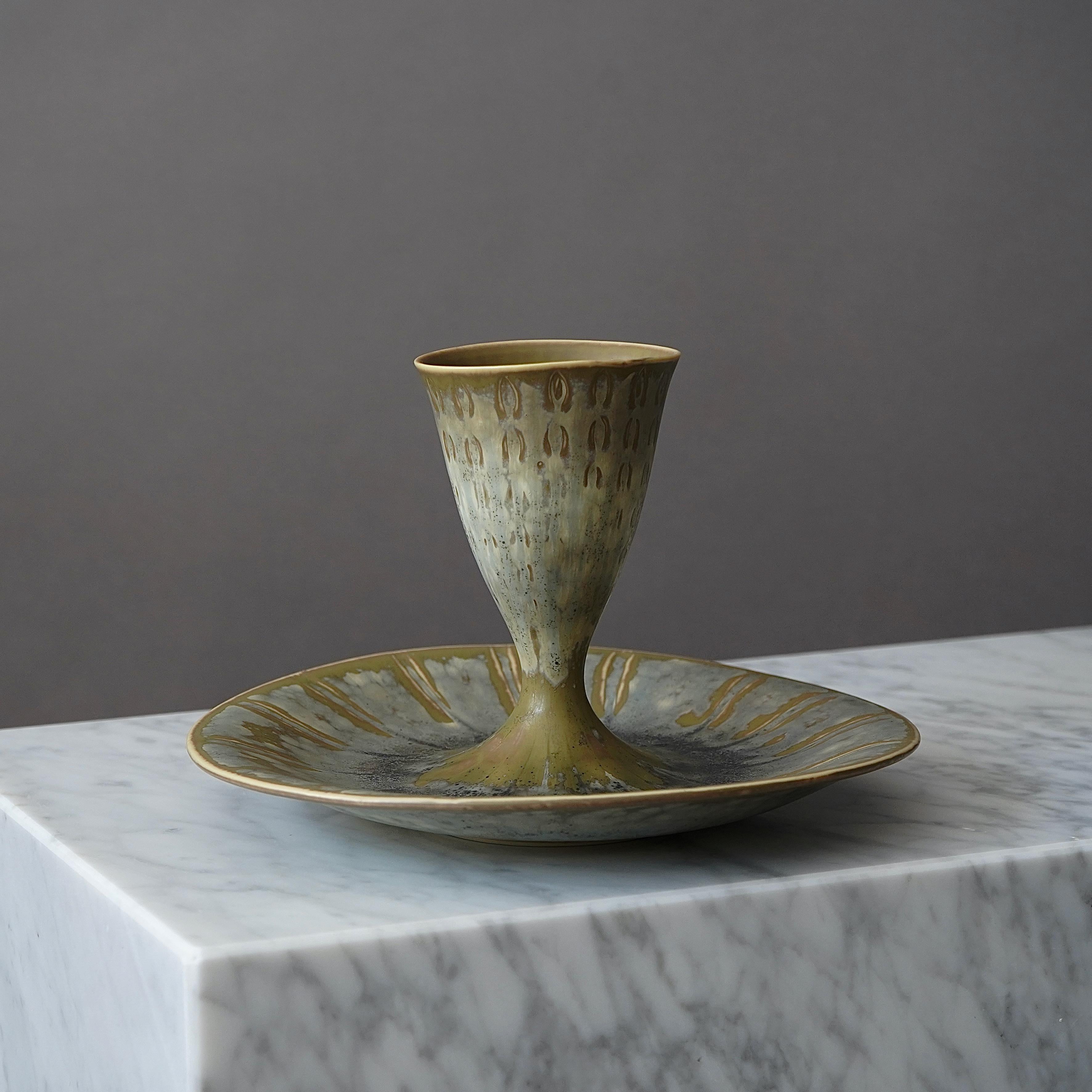 Ceramic Unique Stoneware Vase by Carl-Harry Stalhane, Rorstrand, Sweden, 1950 For Sale