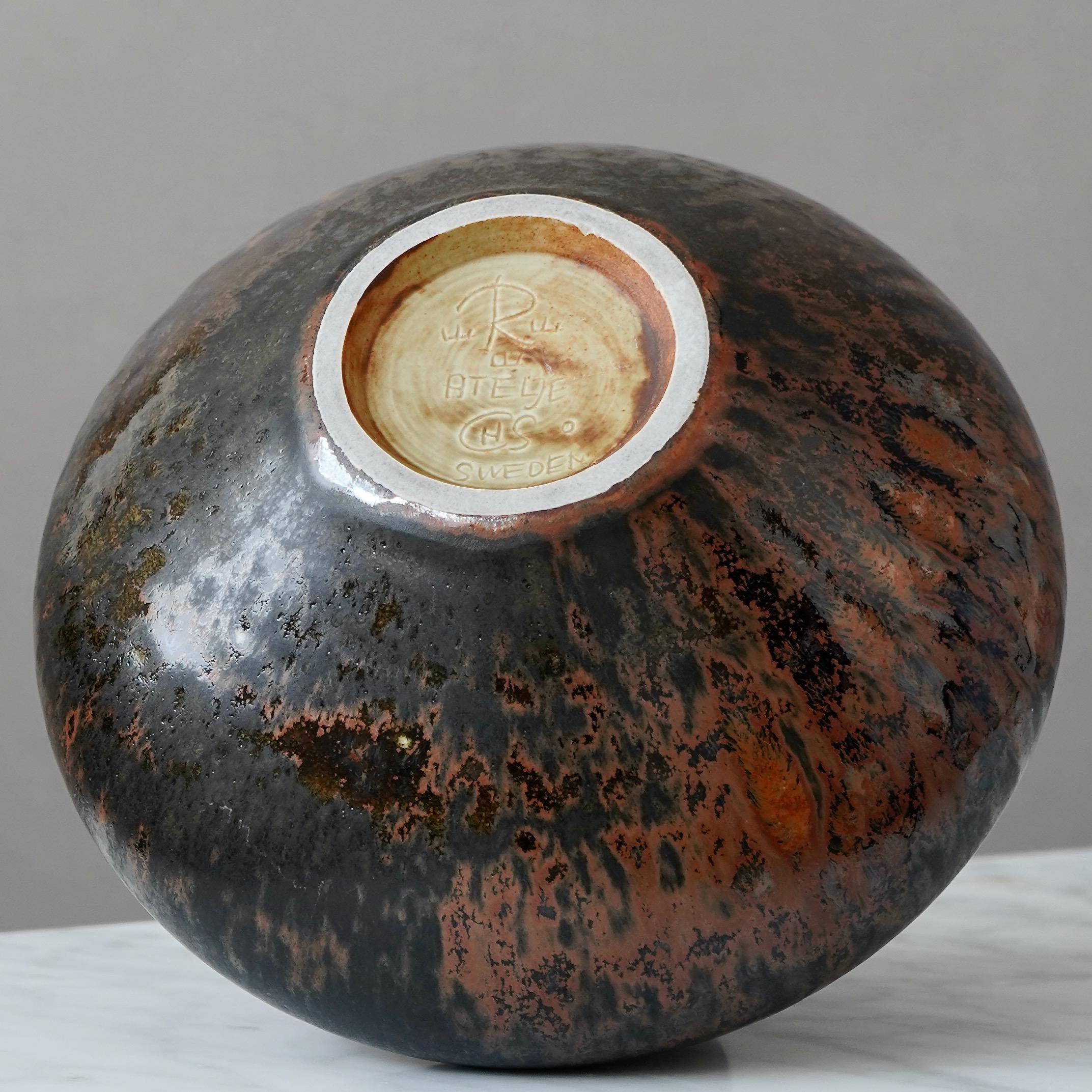 Smaltato Vaso unico in gres di Carl-Harry Stalhane, Rorstrand, Svezia, anni '60 in vendita