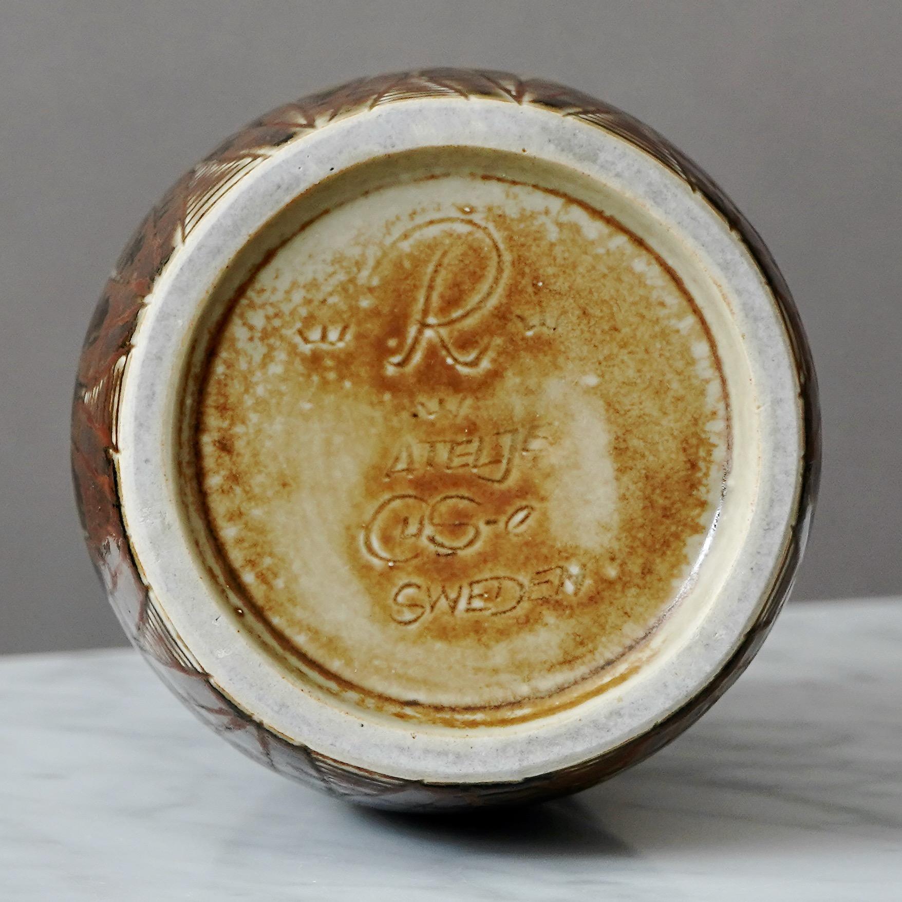 Smaltato Vaso unico in gres di Carl-Harry Stalhane, Rorstrand, Svezia, anni '60 in vendita