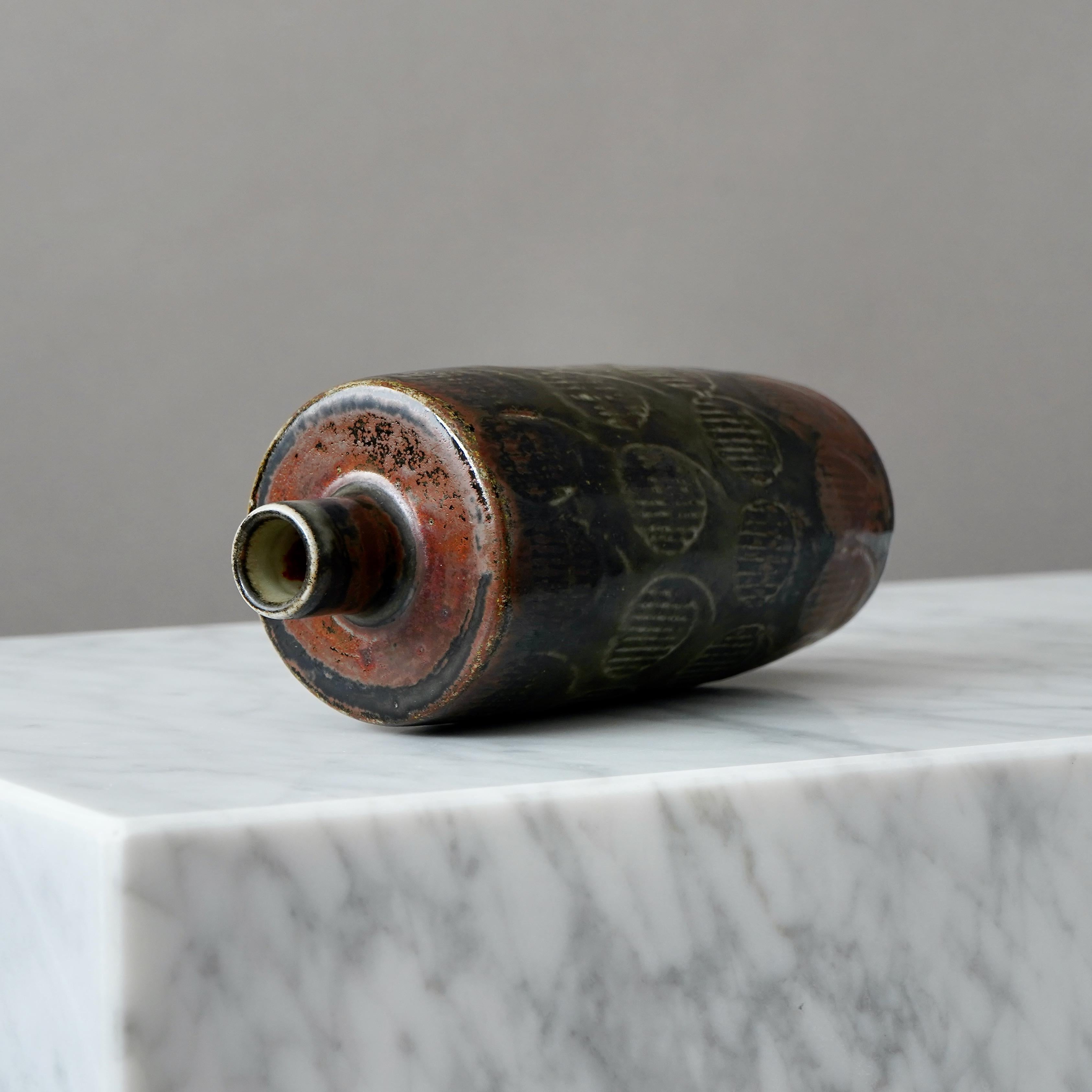 Smaltato Vaso unico in gres di Carl-Harry Stalhane, Rorstrand, Svezia, anni '60 in vendita