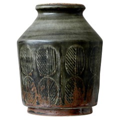 Einzigartige Vase aus Steingut von Carl-Harry Stalhane, Rorstrand, Schweden, 1960er Jahre