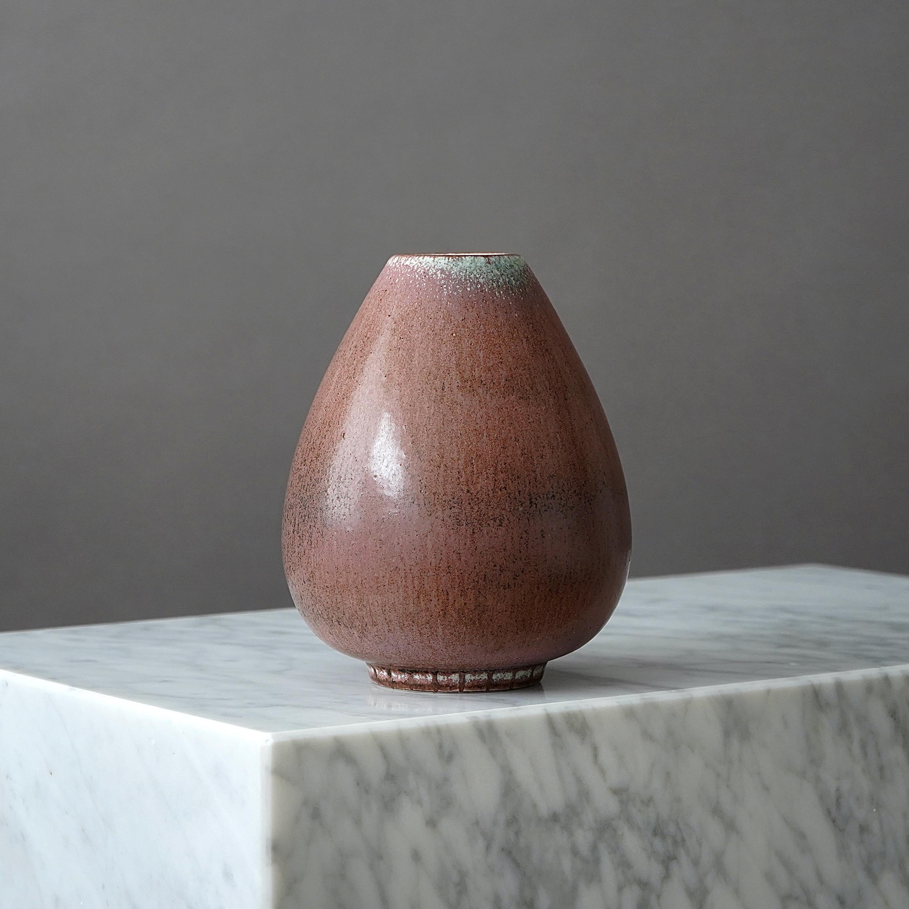 Scandinavian Modern Unique Stoneware Vase by Gunnar Nylund for Rorstrand, Sweden, 1940s For Sale