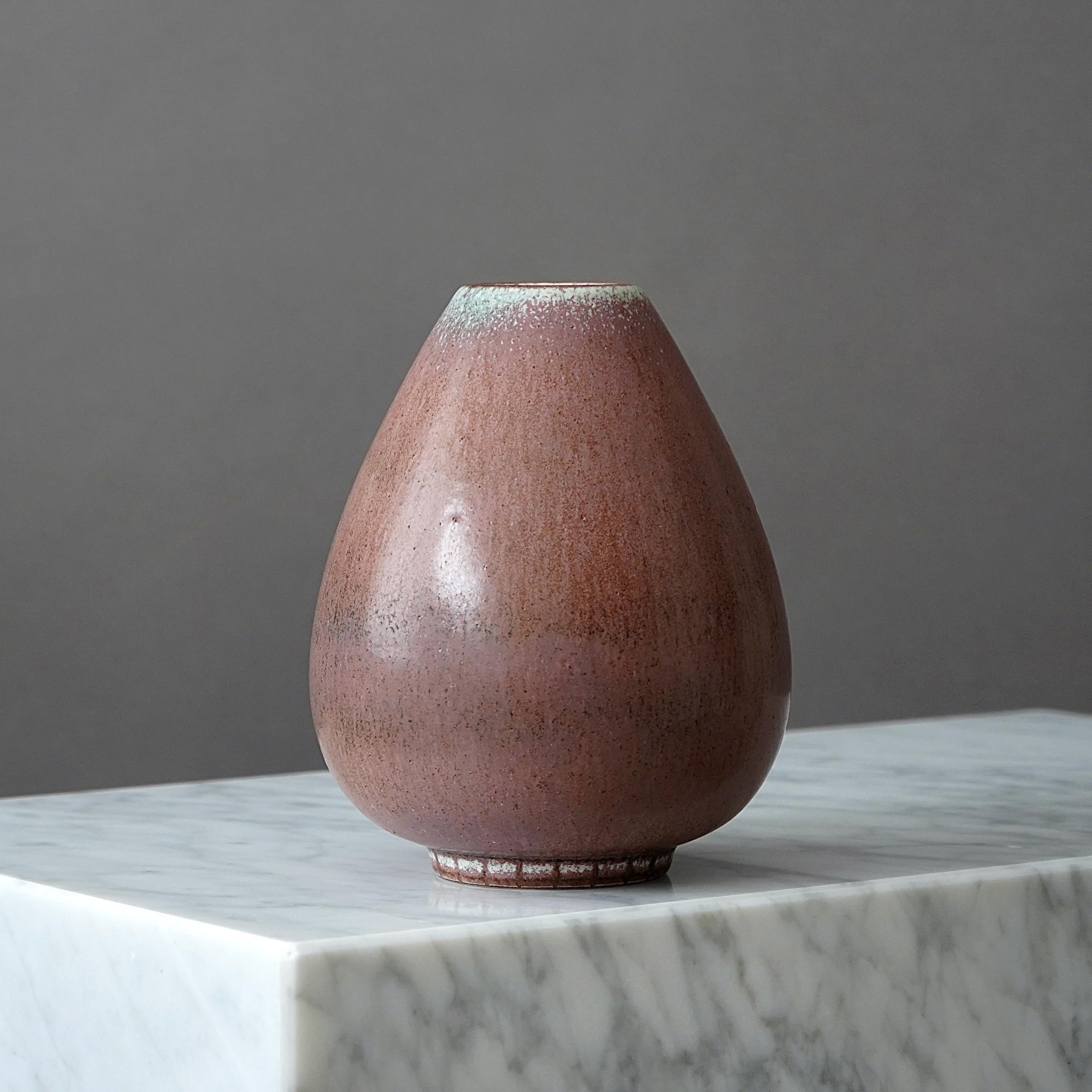 Swedish Unique Stoneware Vase by Gunnar Nylund for Rorstrand, Sweden, 1940s For Sale