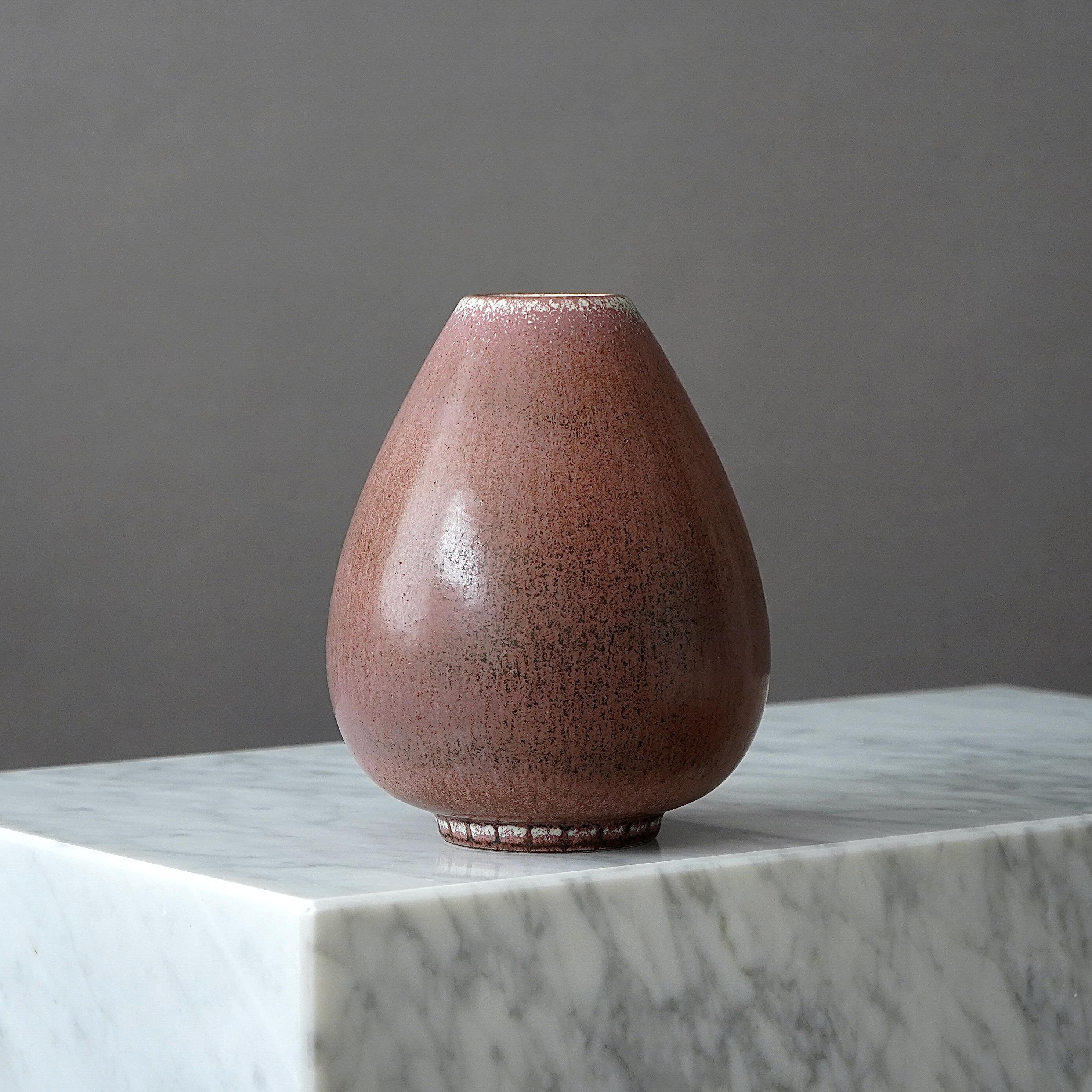 Ceramic Unique Stoneware Vase by Gunnar Nylund for Rorstrand, Sweden, 1940s For Sale