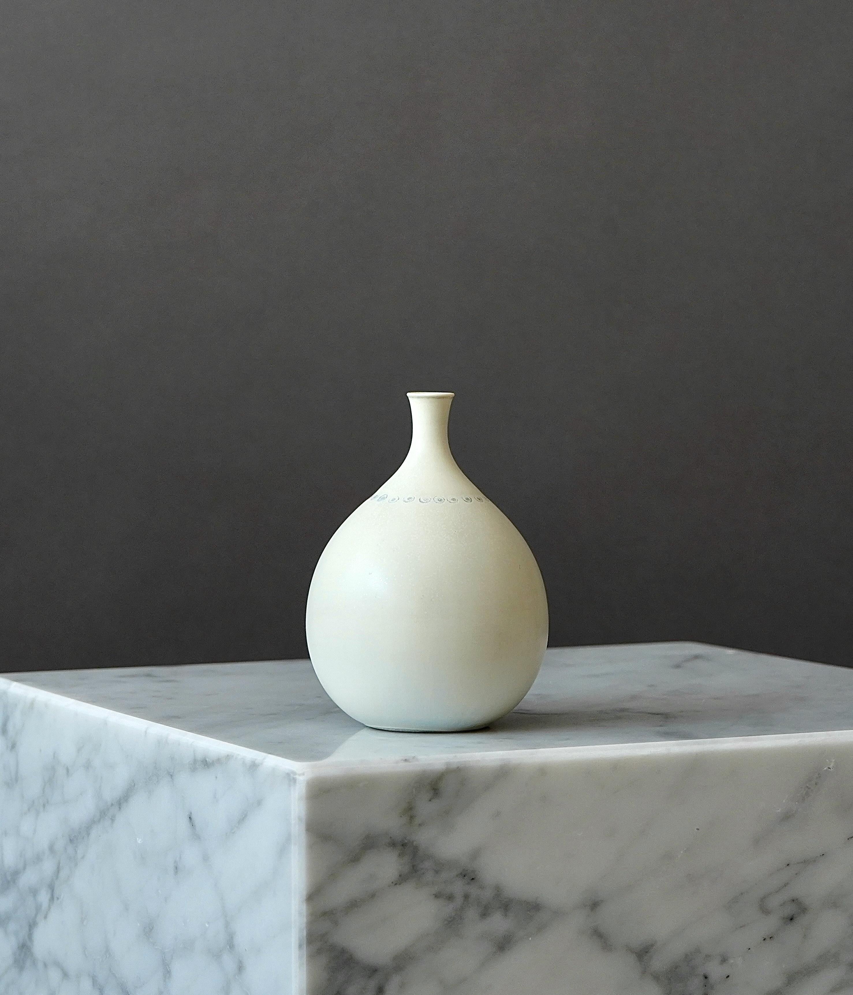 Turned Unique Stoneware Vase by Stig Lindberg for Gustavsberg Studio, Sweden, 1960 For Sale