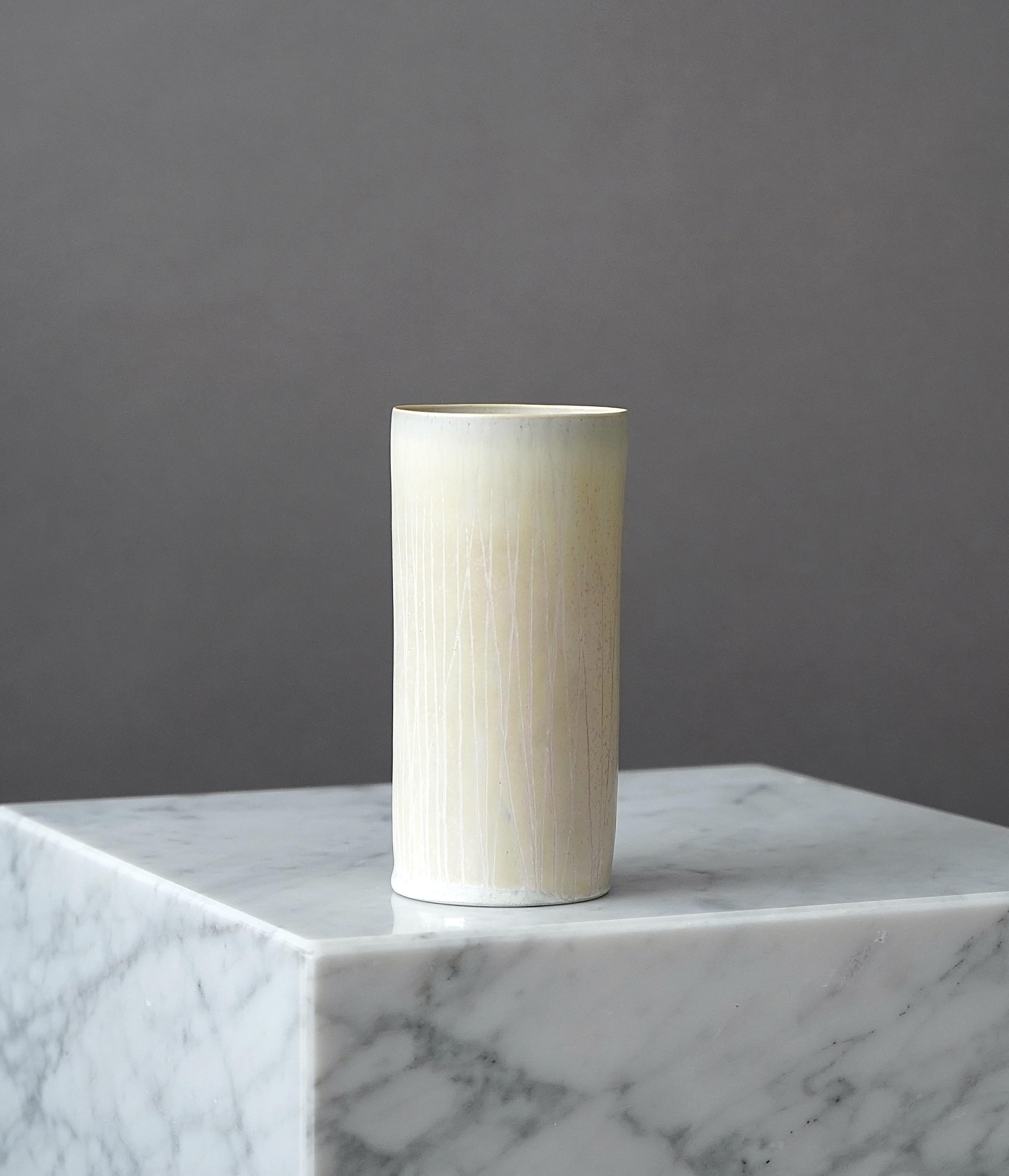 Scandinavian Modern Unique Stoneware Vase by Stig Lindberg for Gustavsberg Studio, Sweden, 1960s For Sale