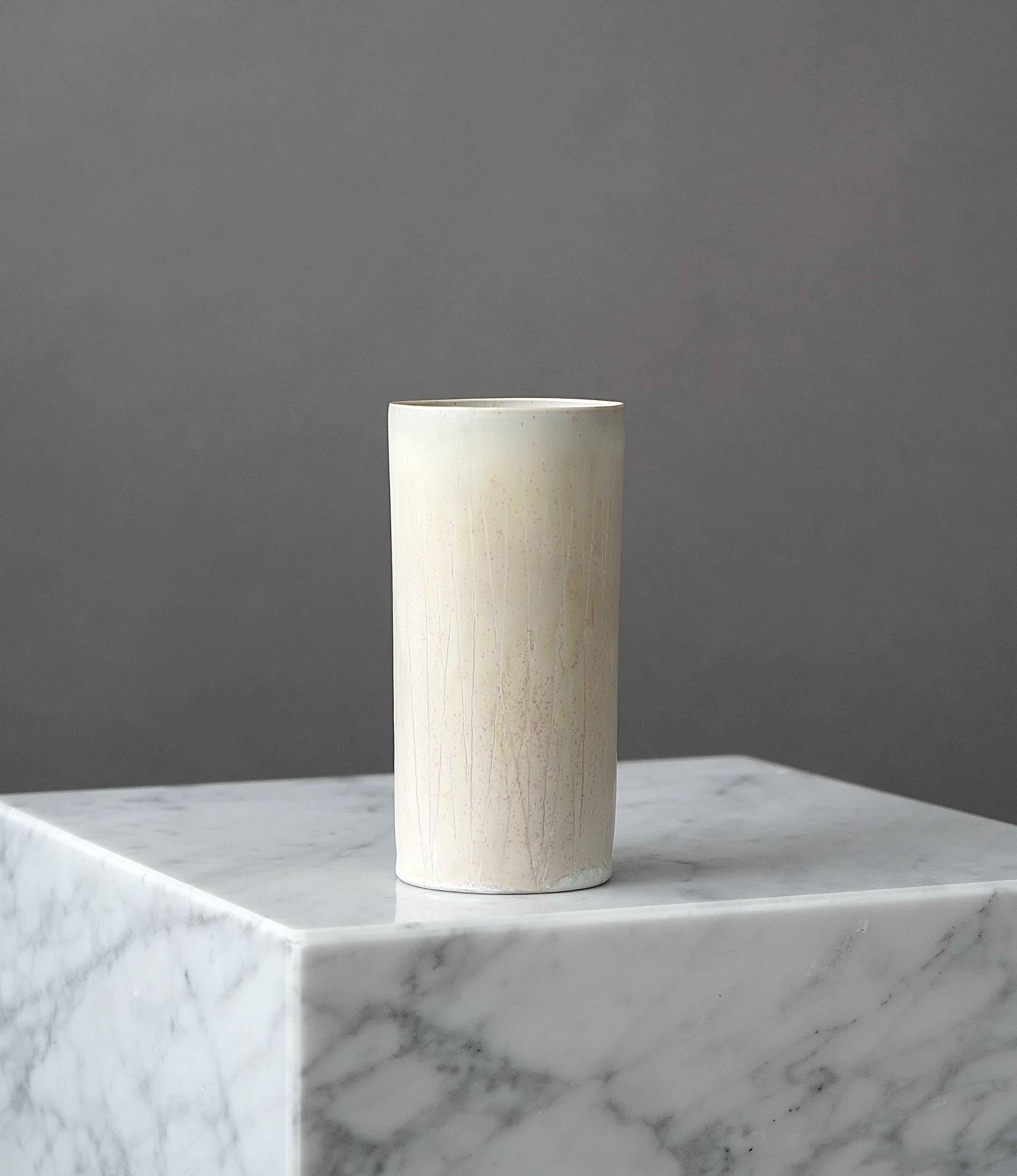 Turned Unique Stoneware Vase by Stig Lindberg for Gustavsberg Studio, Sweden, 1960s For Sale