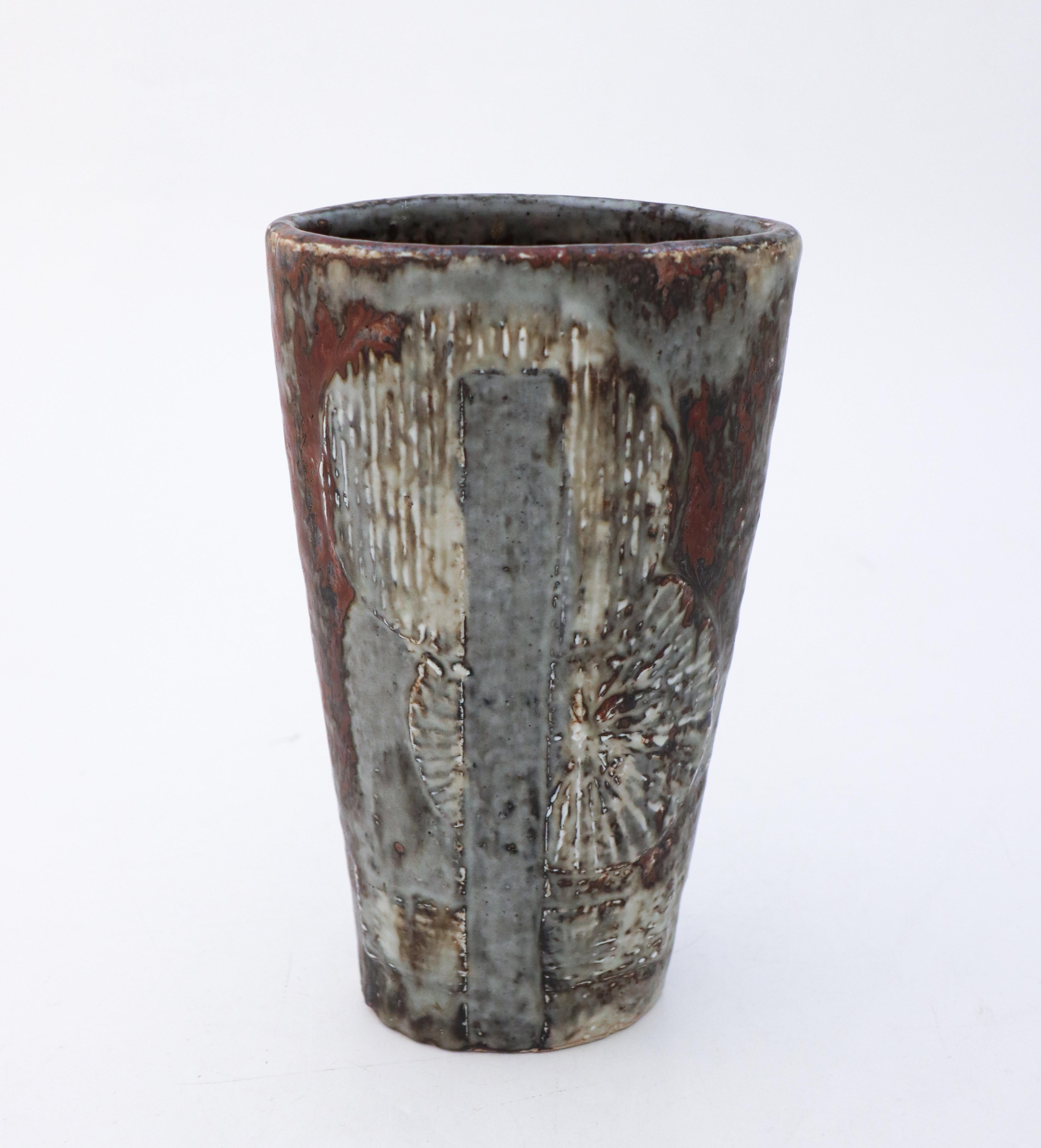  Unique Stoneware Vase Carl-Harry Stålhane Rörstrand, Midcentury Vintage For Sale 3
