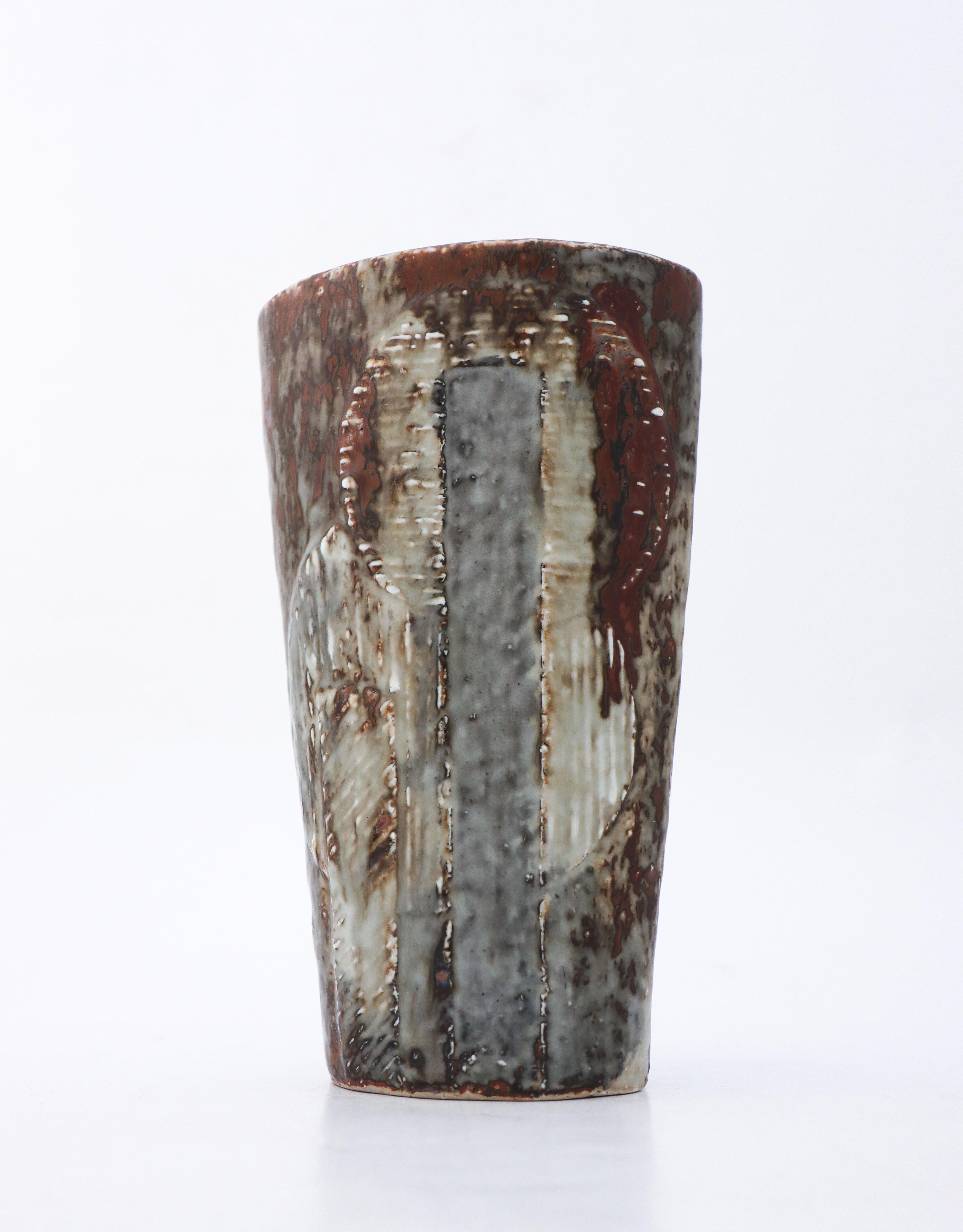 Swedish  Unique Stoneware Vase Carl-Harry Stålhane Rörstrand, Midcentury Vintage For Sale