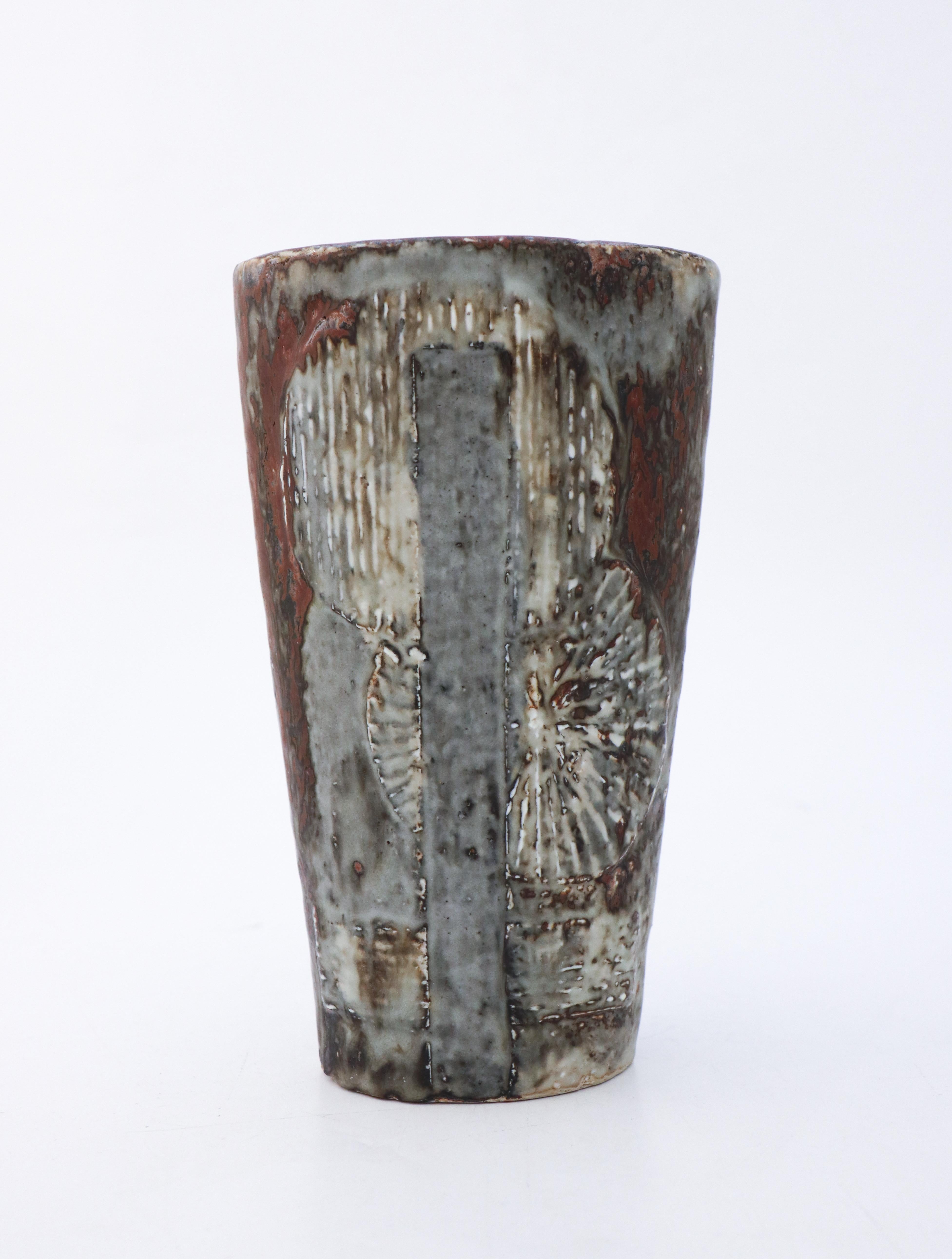  Unique Stoneware Vase Carl-Harry Stålhane Rörstrand, Midcentury Vintage For Sale 2