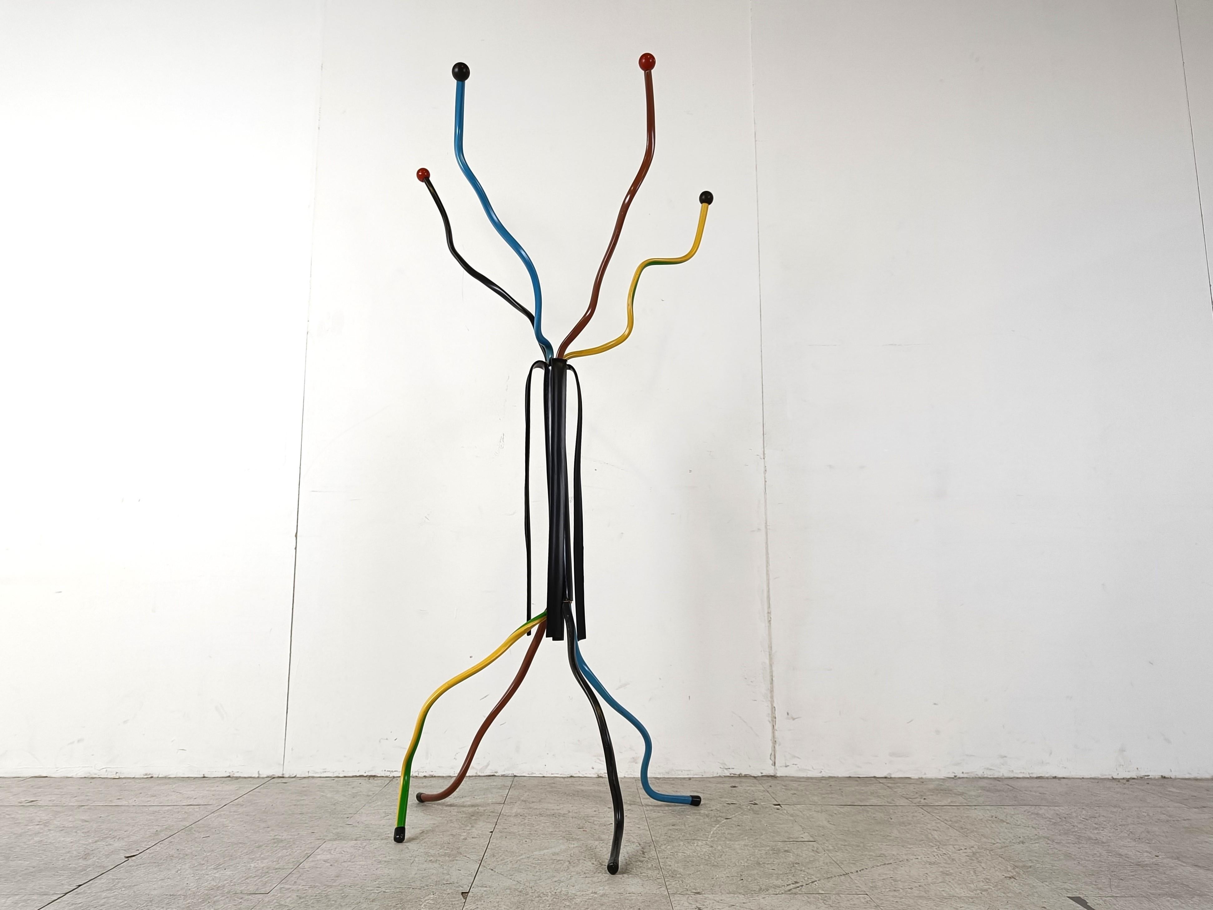 Rubber Unique stripped wire coat stand, 1990s For Sale