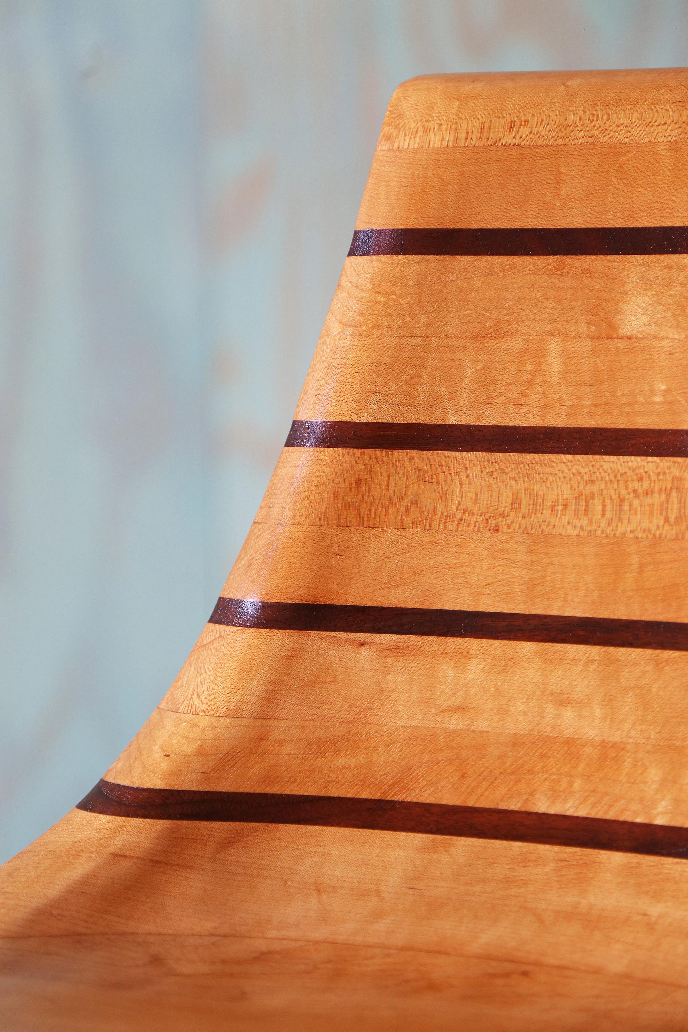 Unique Studio Craft Wood Chip Tripod Leg Chair Birch and Walnut For Sale 2