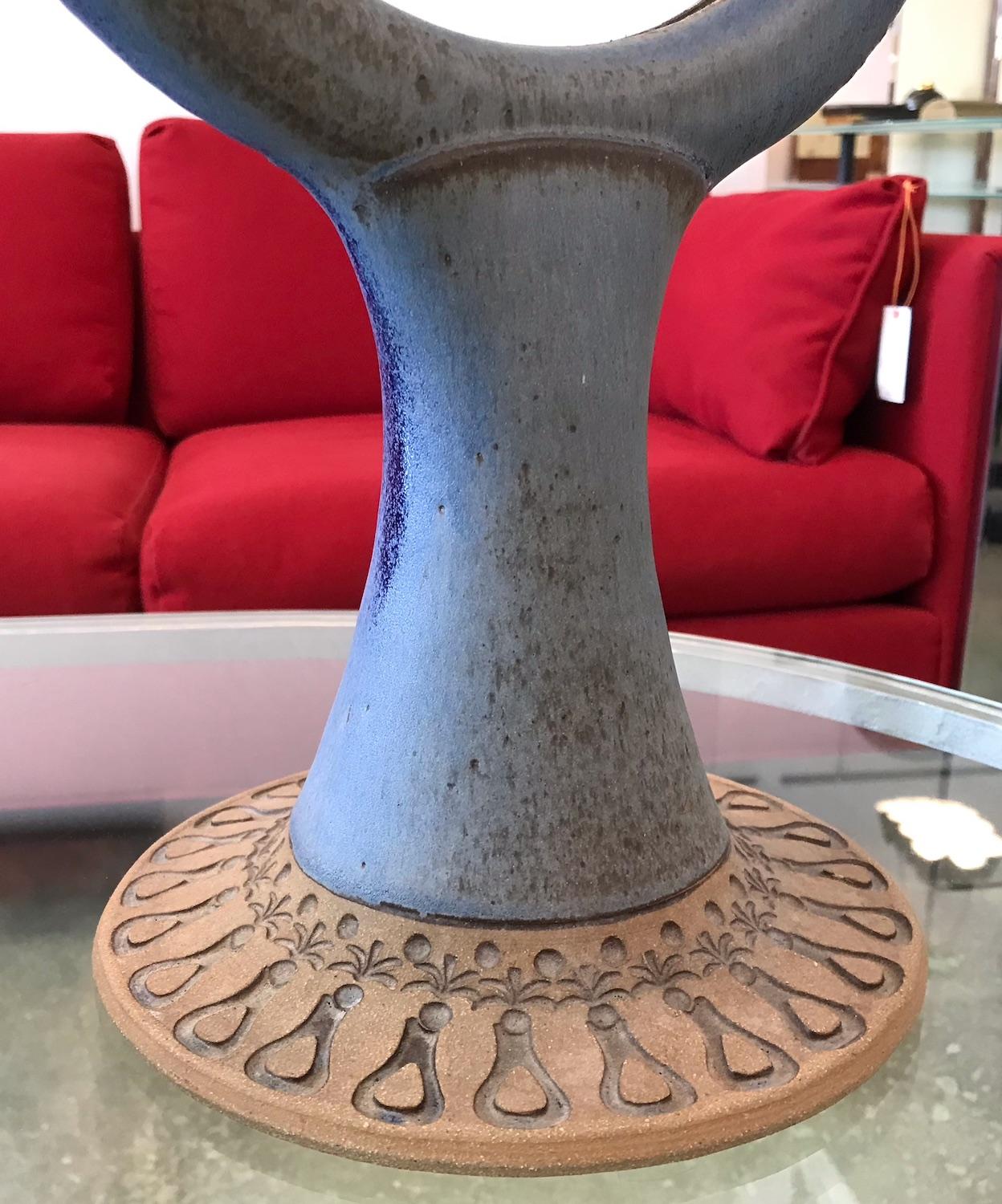 Unique Studio Pottery Glazed Ceramic Two Sided Vanity or Table Mirror, 1960s 3