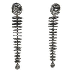 Unique Style Graduated Pave Diamond Rondelle Paradizia Earrings