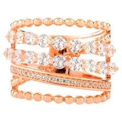 Unique Style Layered Wide-Band Silver Ring with Zircon Stone Jewelry for Her