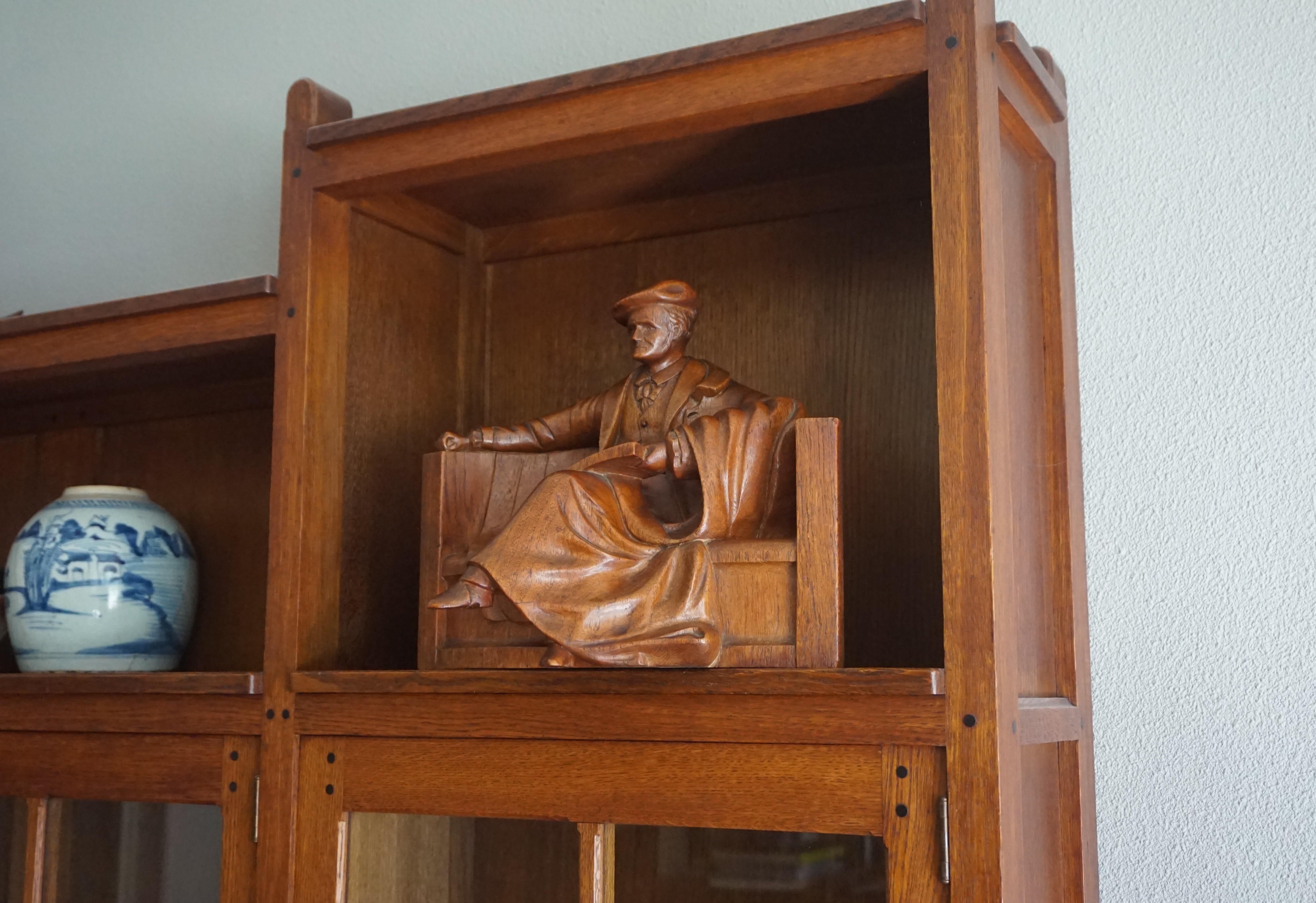 Unique & Stylish Sculpture of a Seated Scholar / Academic Made of Solid Teakwood 2