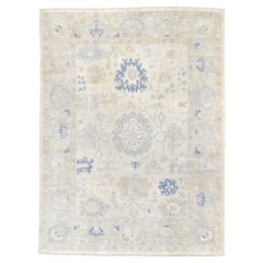 Unique Subtle Patterned Oushak Wool Rug 9'2''x12'2''