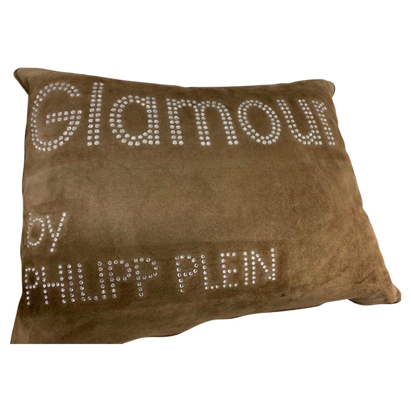 Cuscino decorativo unico in pelle scamosciata di grandi dimensioni Philipp Plein in vendita
