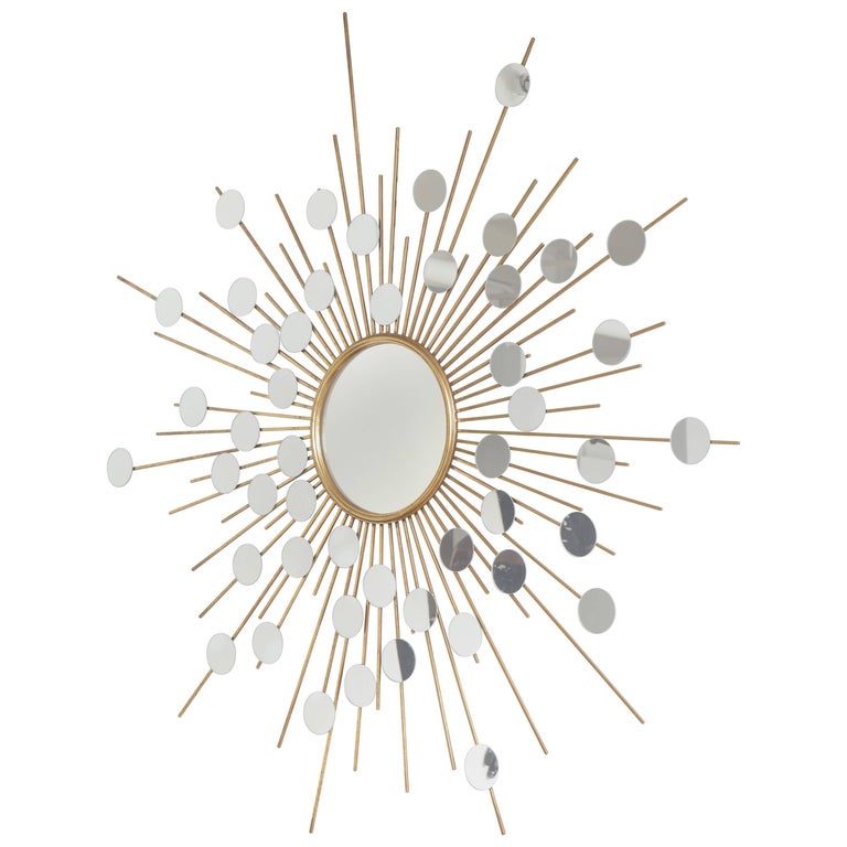 Unique Sunburst Mirror With Spokes Of Smaller Mirrors For At Sunburst Mirror With Spokes Of Smaller