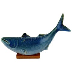 Vintage Unique Sven Wejsfelt 
Stim 8
 Fish on Wooden Plinth Stoneware