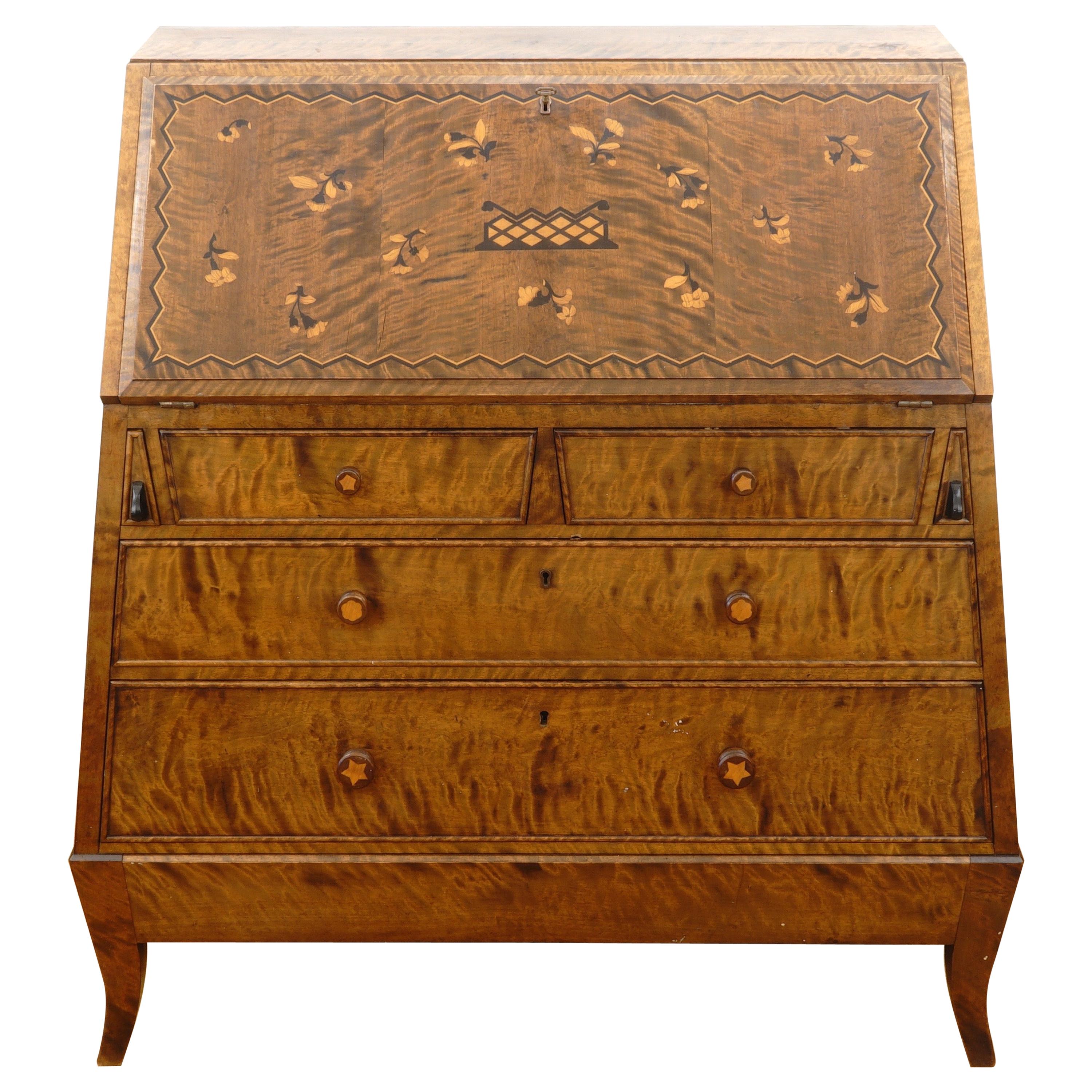 Swedish Secretary with Marquetry  For Sale