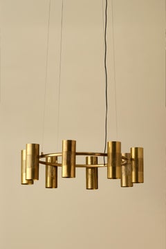 Unique Swedish Brass Chandeliers, 1950s
