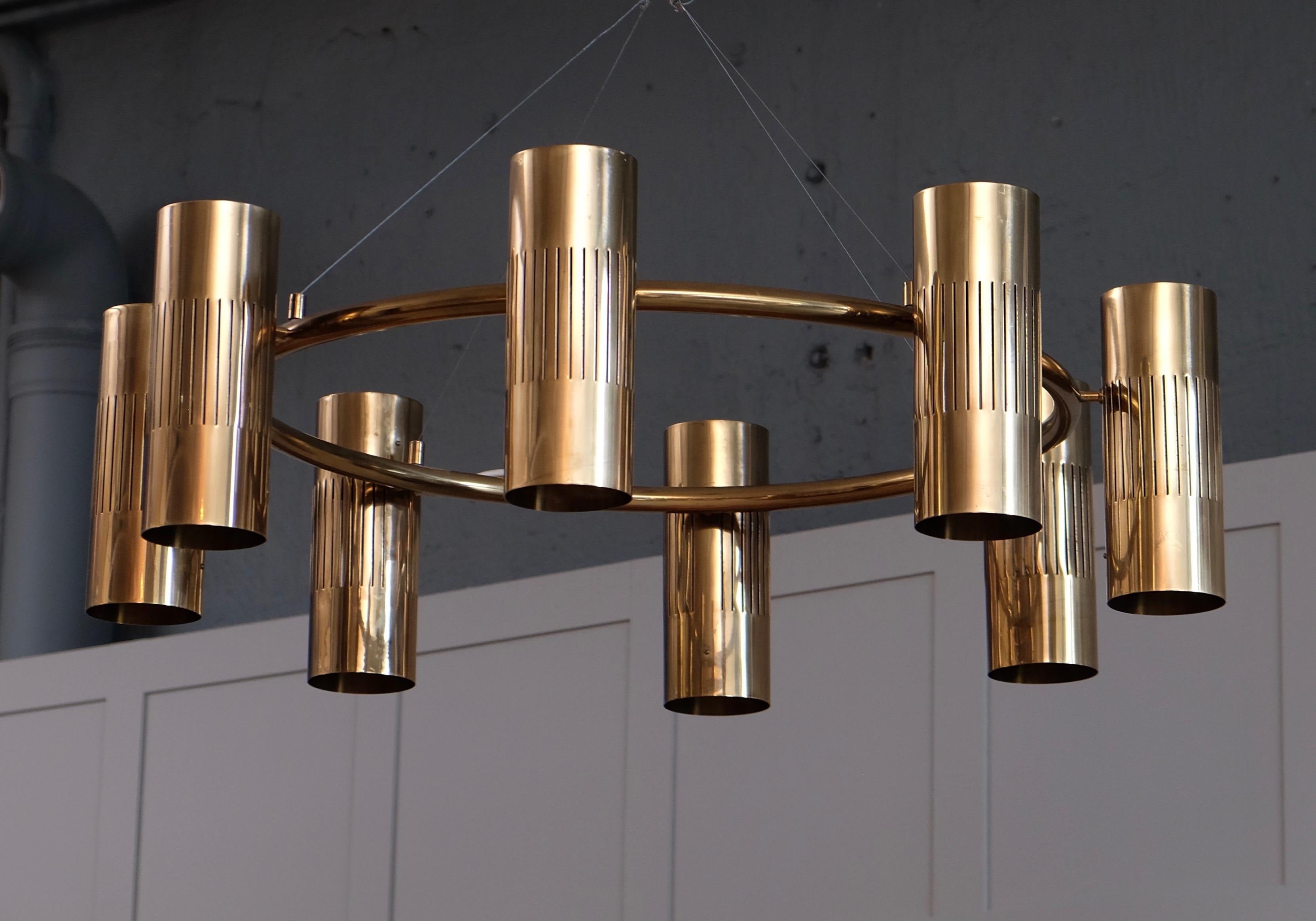 Unique Swedish Brass Chandeliers from 1959 For Sale 1