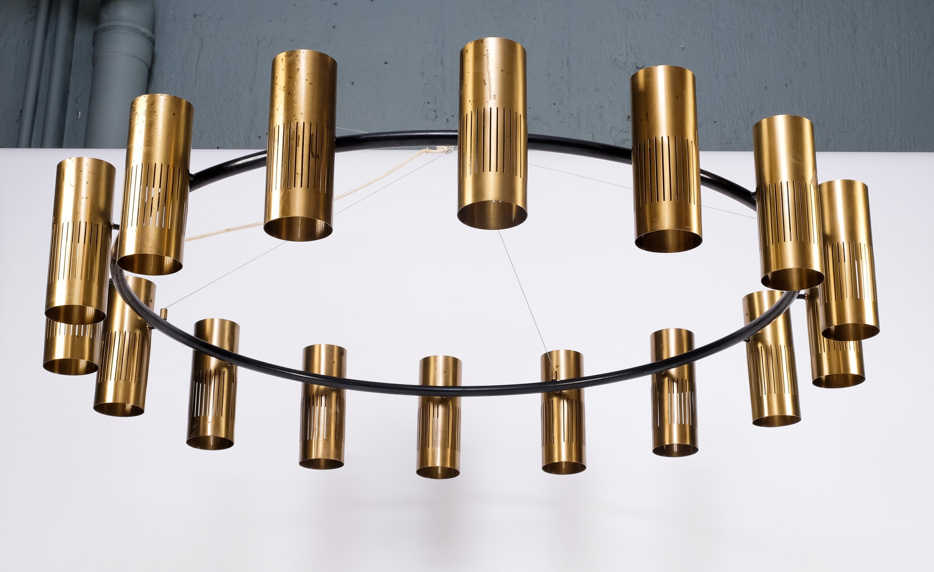 Unique Swedish Brass Chandeliers from 1959 5