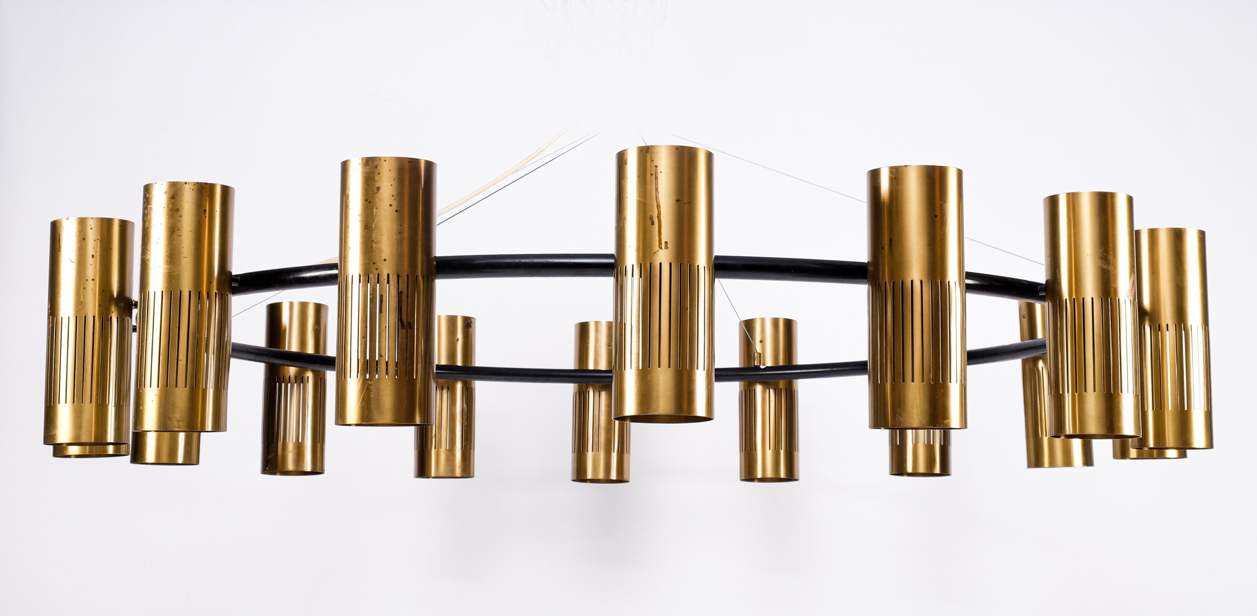 Scandinavian Modern Unique Swedish Brass Chandeliers from 1959