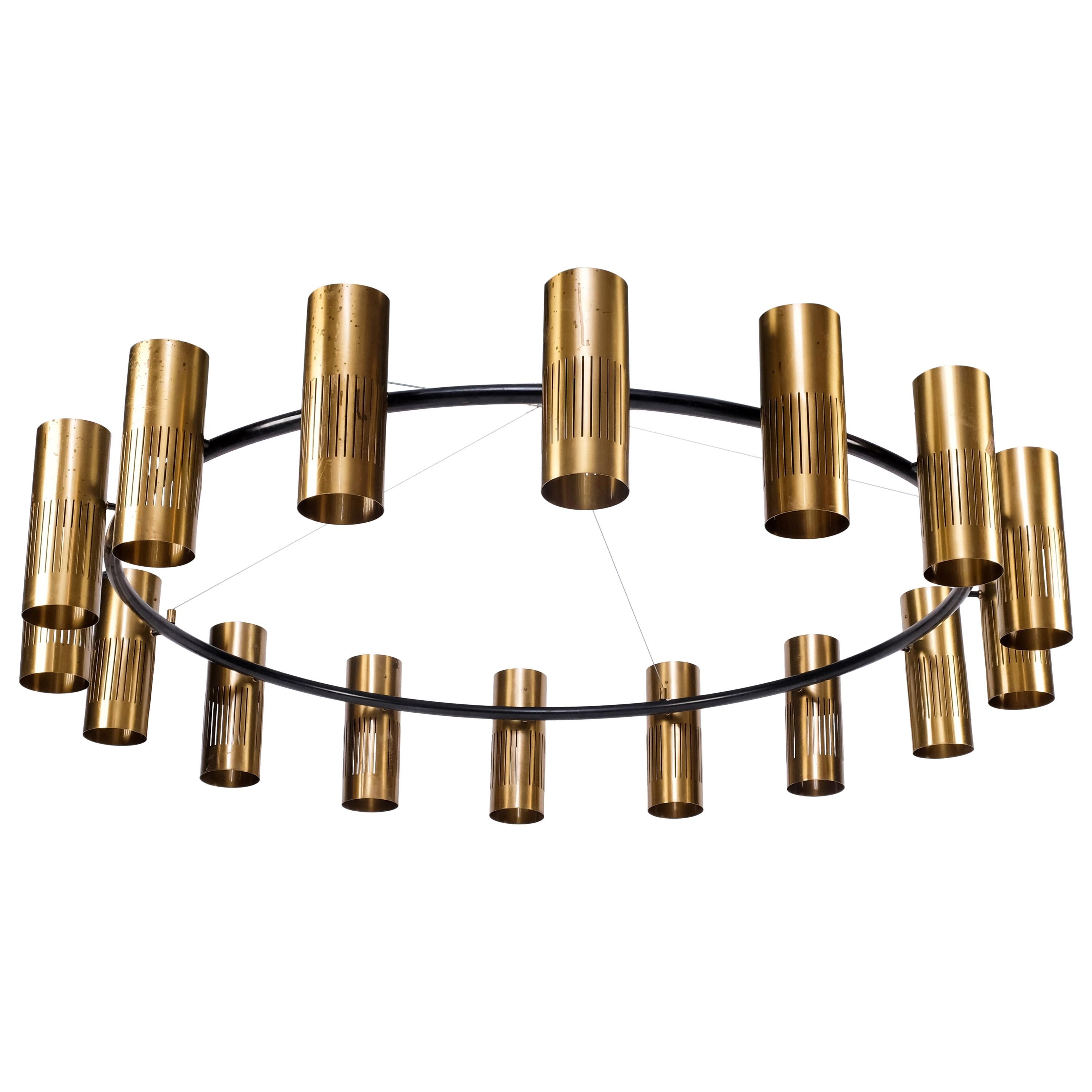 Unique Swedish Brass Chandeliers from 1959