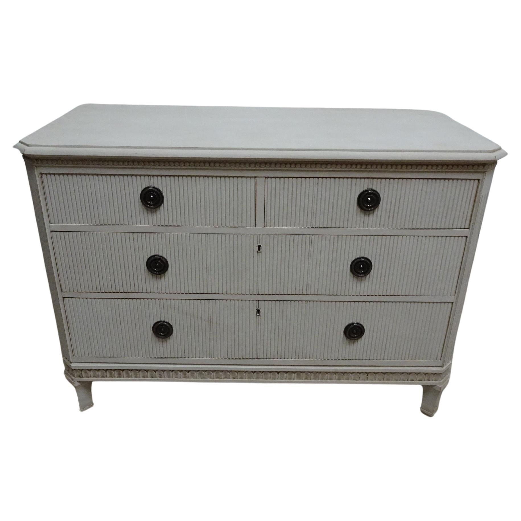 Unique Swedish Gustavian 3 Drawer Chest Of Drawers For Sale