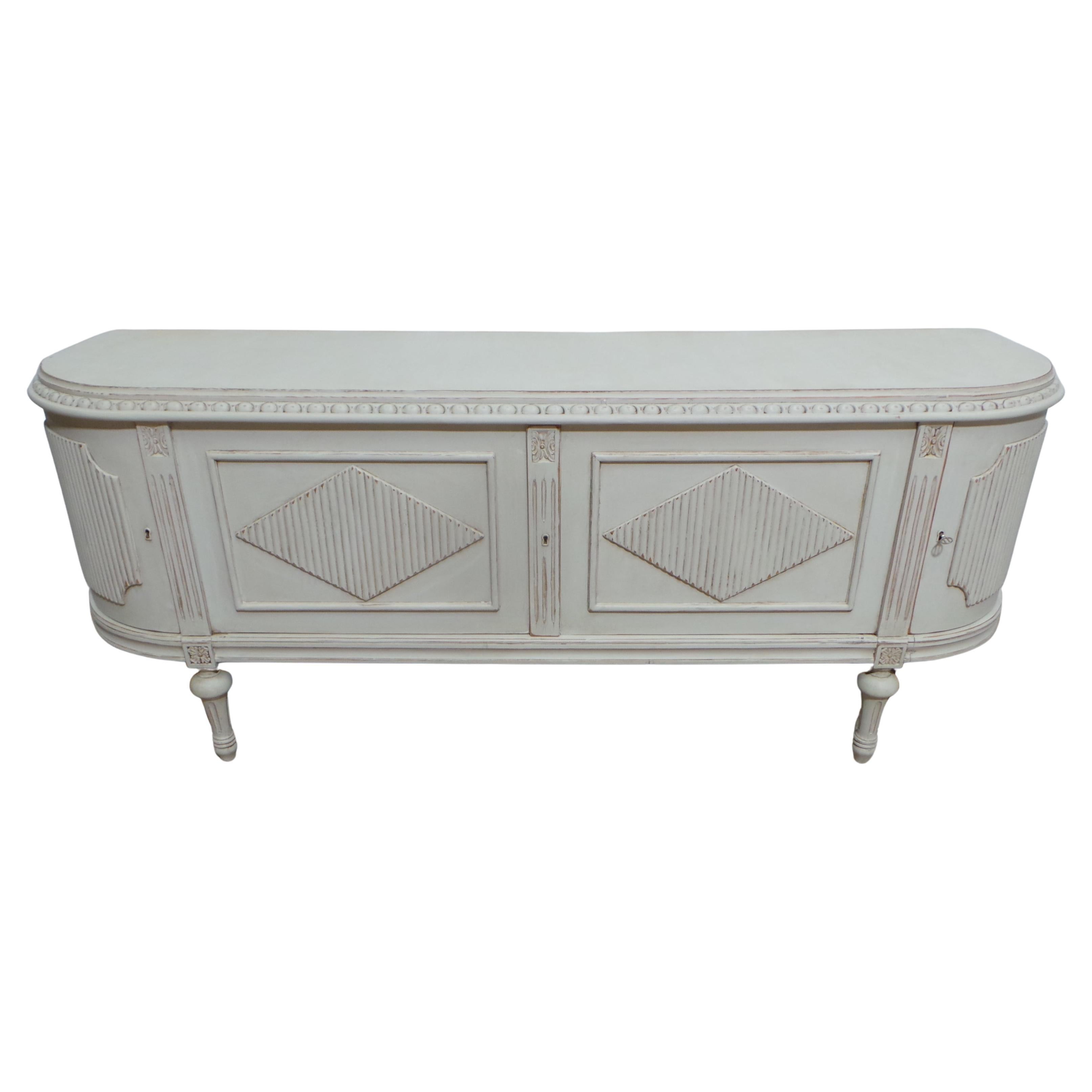 Unique Swedish Gustavian Style 4 Door Sideboard For Sale