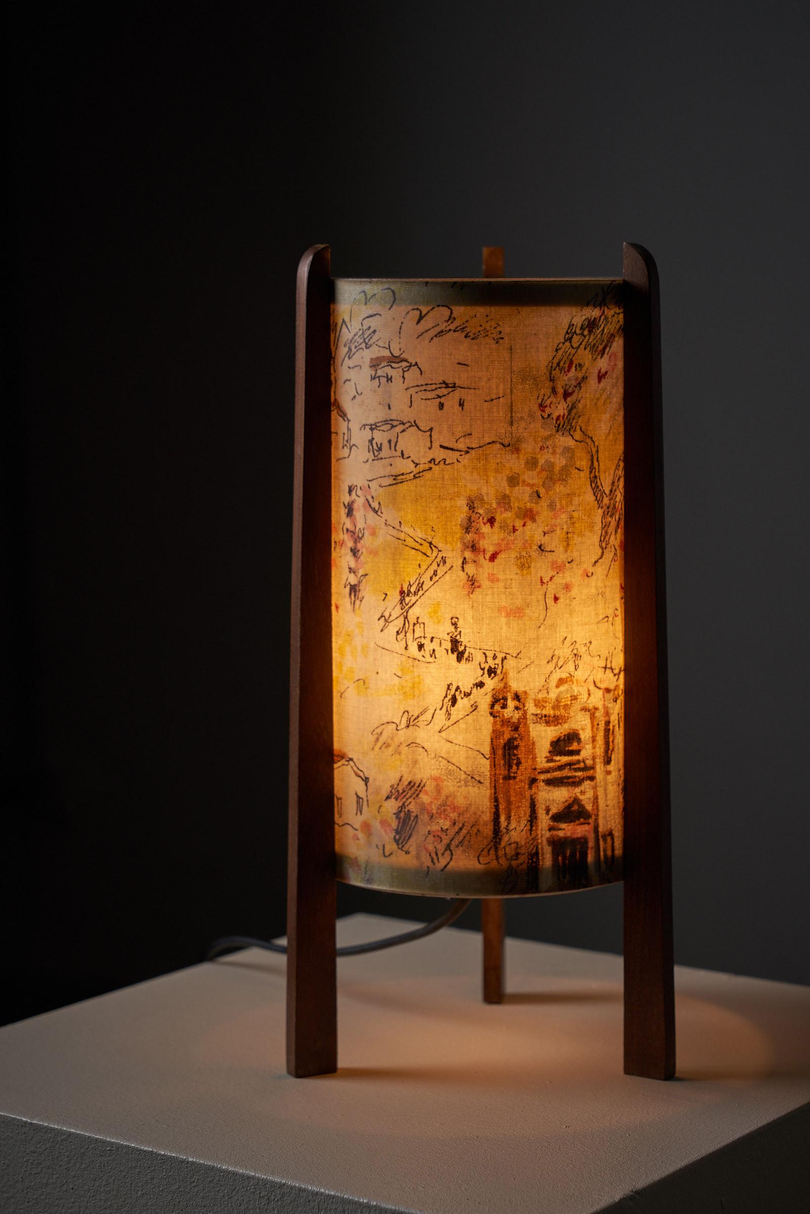 Textile Unique Table Lamp by Michele Cascella, One Of A Kind, 1950 For Sale