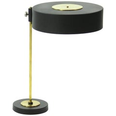 Unique Table Lamp in Brass and Black Metal, Czechoslovakia, 1950s