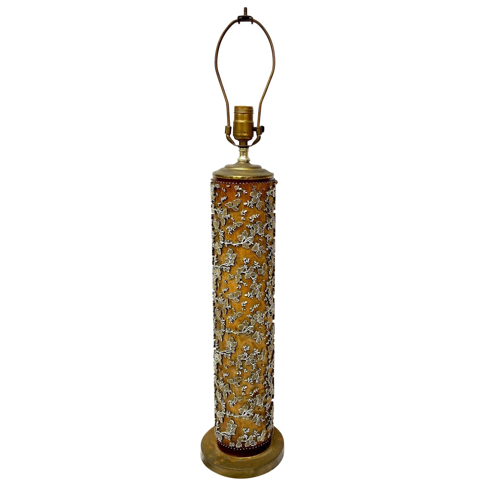 Unique Table Lamp Made from Wooden Wallpaper Roller