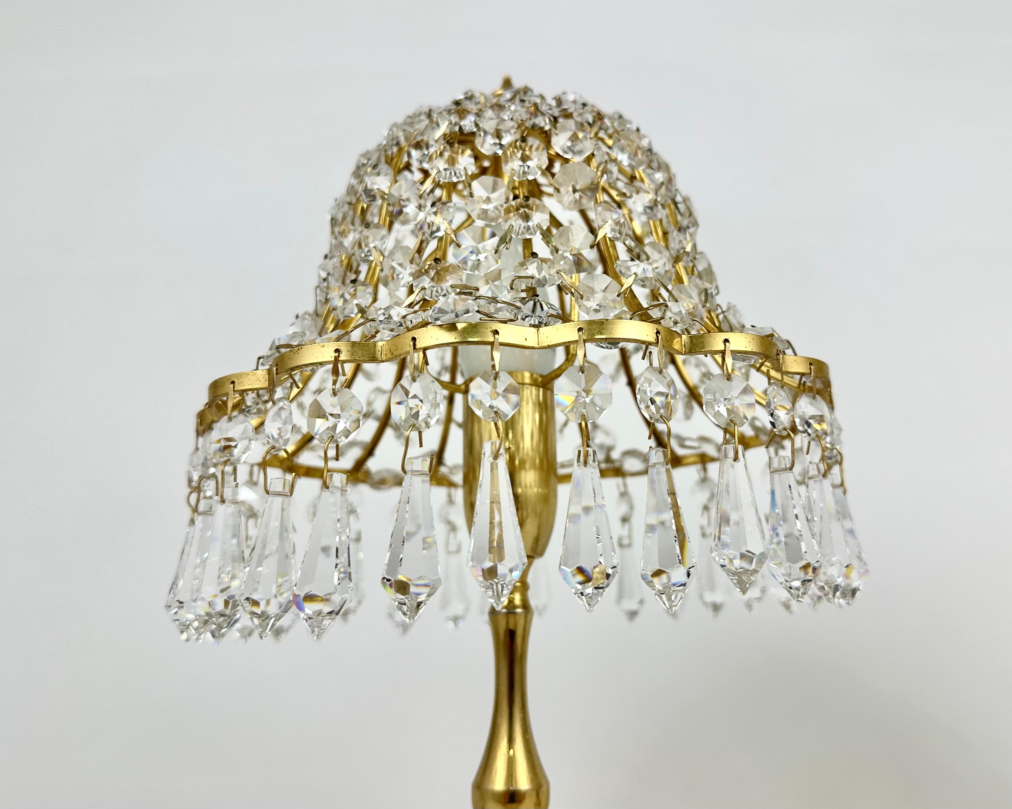 French Unique Table Lamps With Lead Crystal Shades France, 1960s For Sale