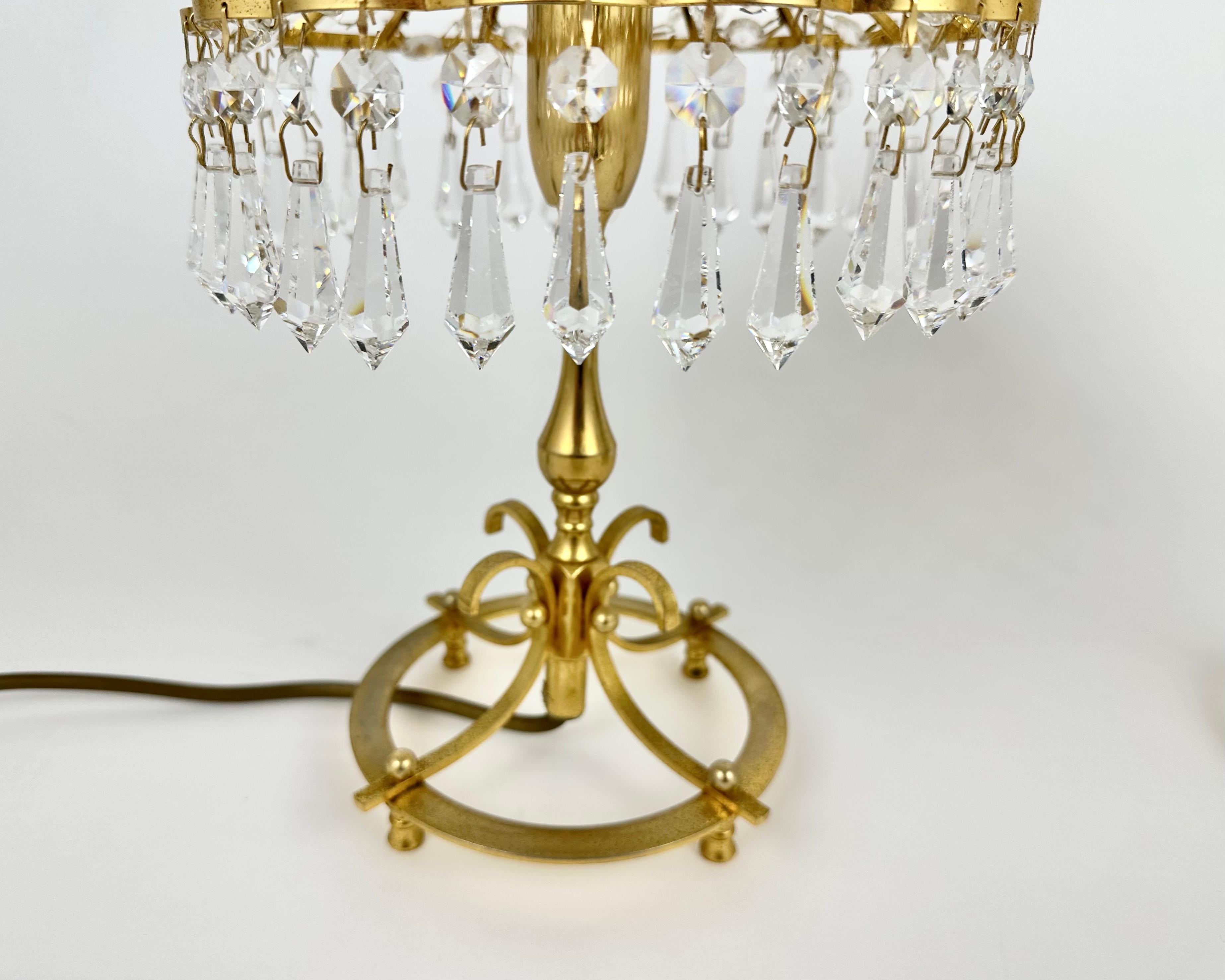 Unique Table Lamps With Lead Crystal Shades France, 1960s For Sale 1