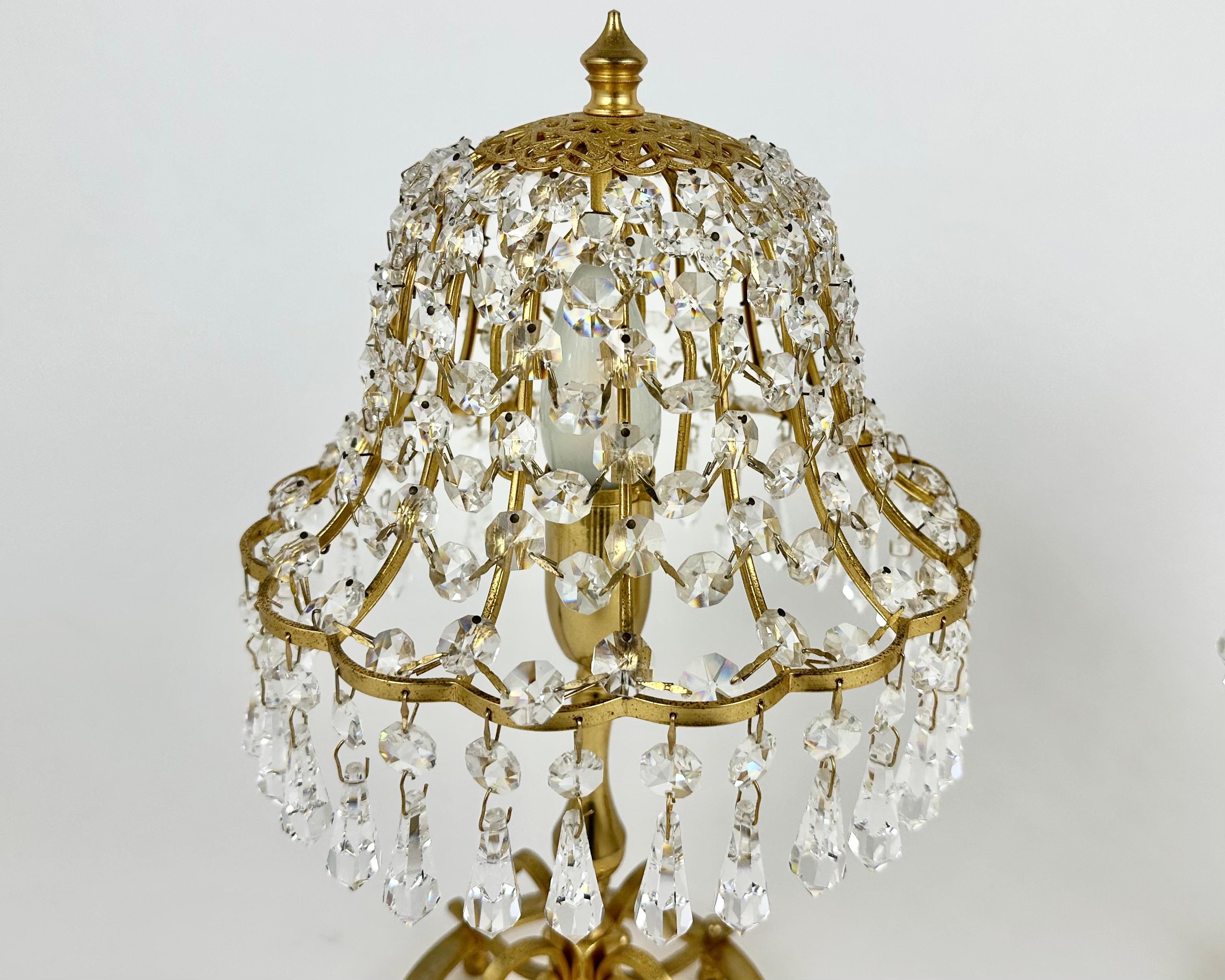 Unique Table Lamps With Lead Crystal Shades France, 1960s For Sale 2