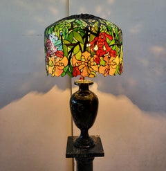 Unique Tall Tiffany Style Wisteria Lamp Black Marble